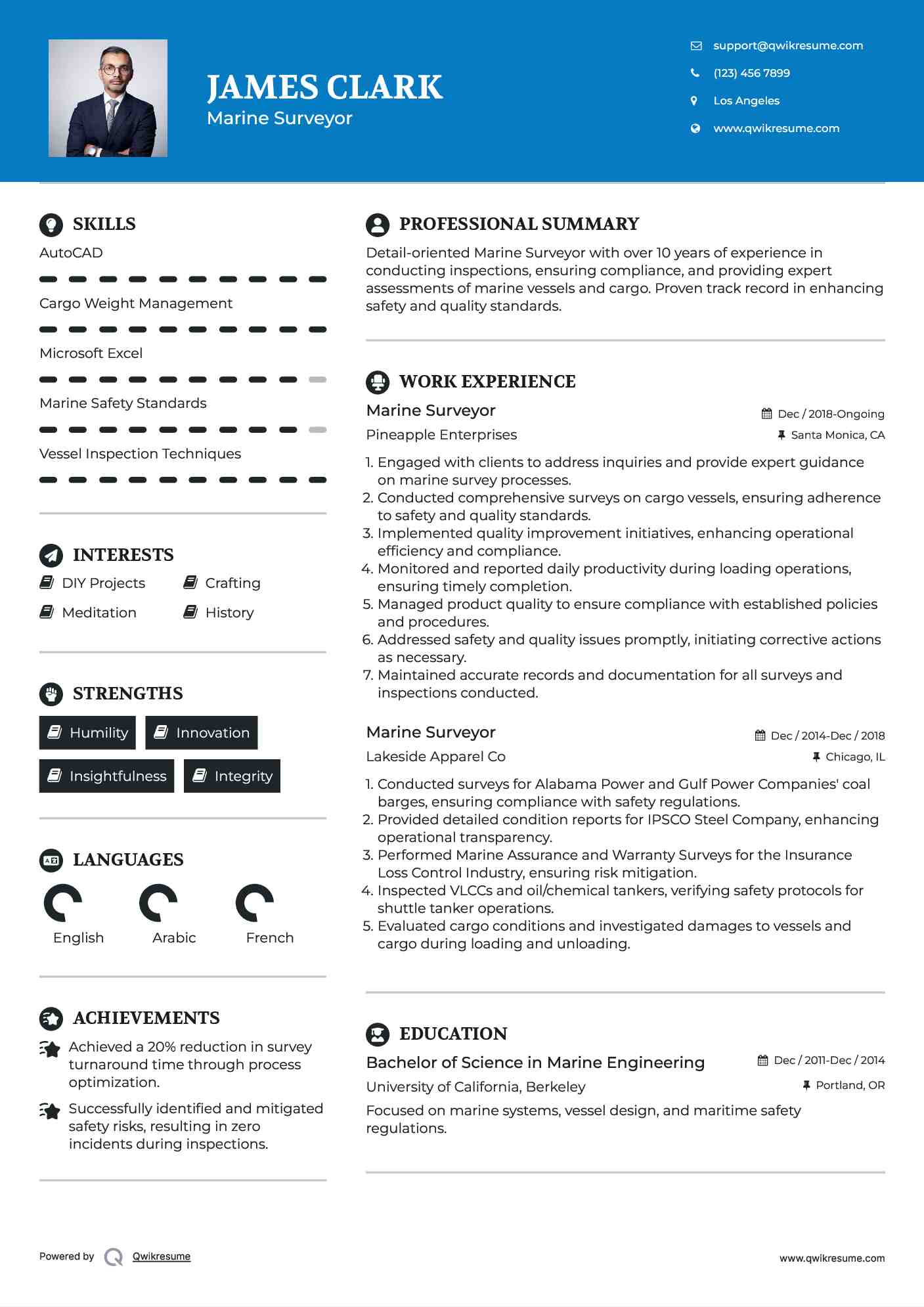 Marine Surveyor Resume Example