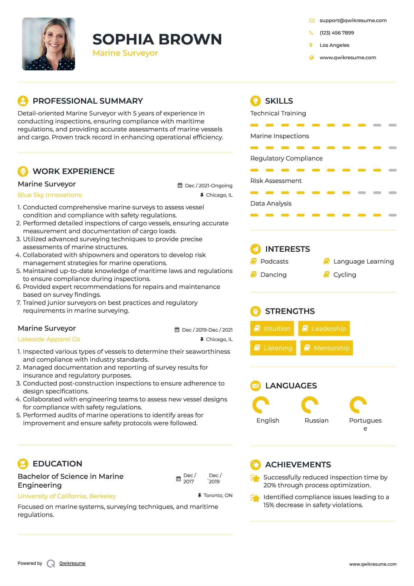 Marine Surveyor Resume Template