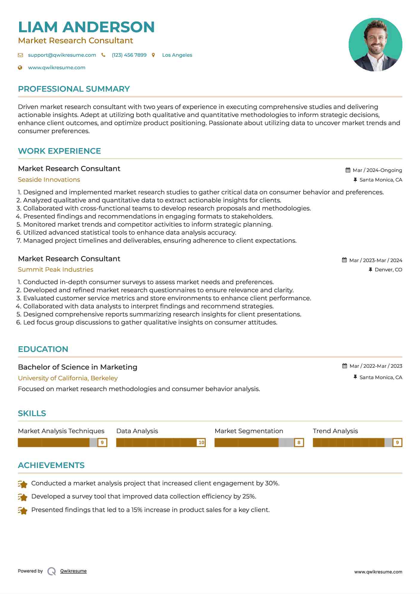 Market Research Consultant Resume Format