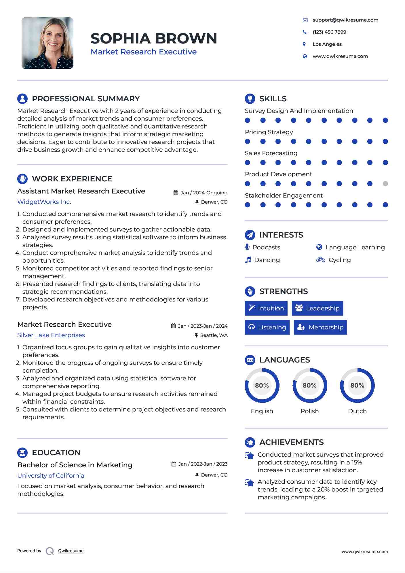 Assistant Market Research Executive Resume Model