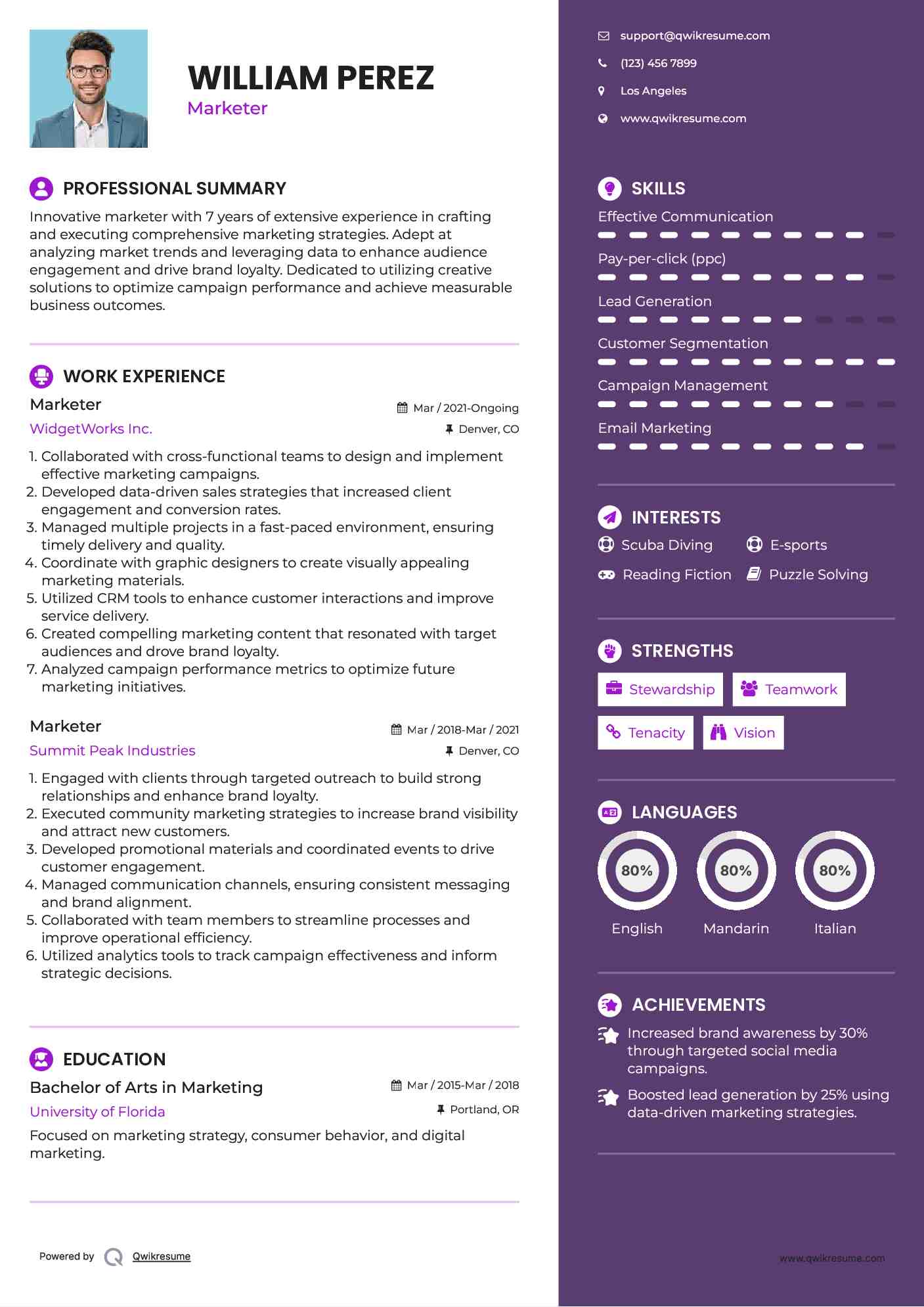Marketer Resume Format