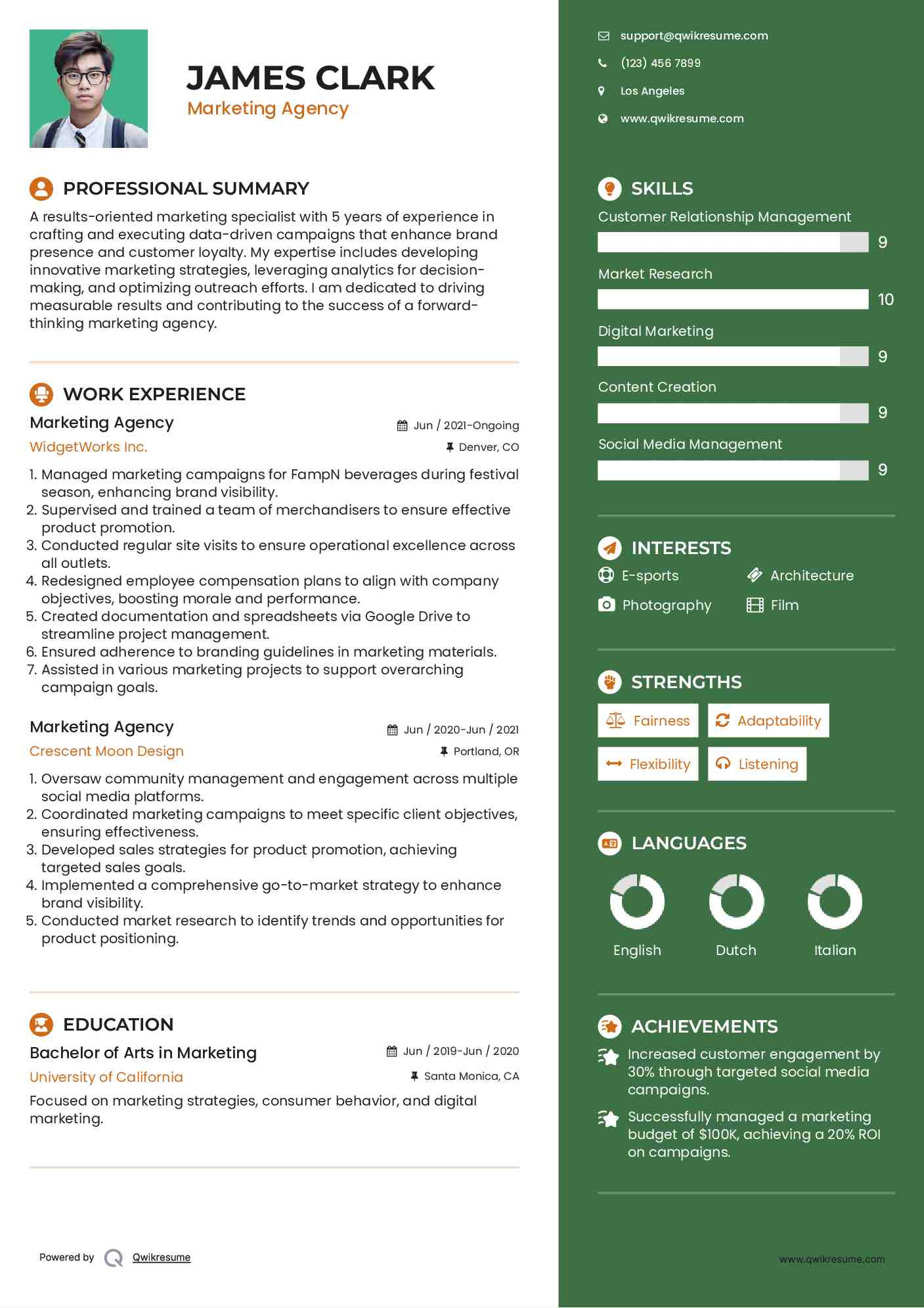 Marketing Agency Resume Template