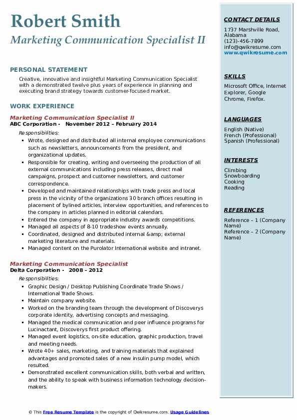 Marketing Communication Specialist - Marketing Communication Specialist 1584177145 Pdf
