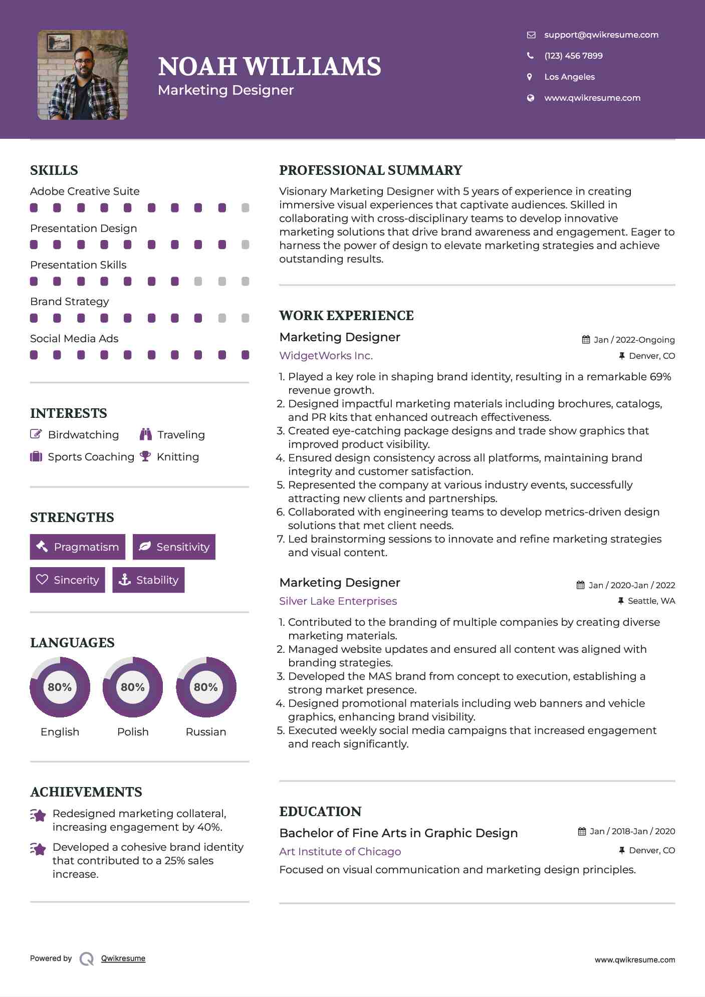 Marketing Designer Resume Model