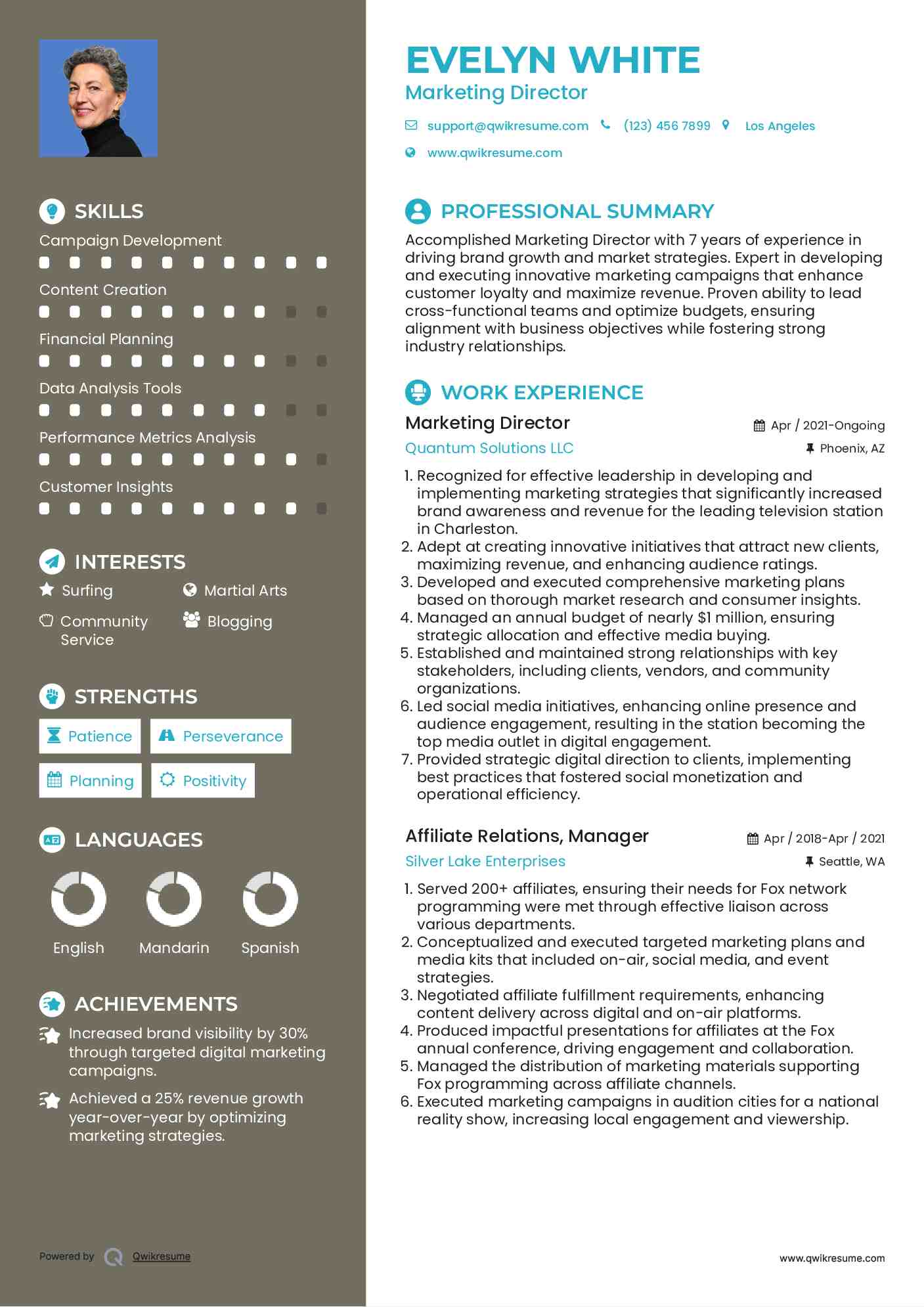 Marketing Director Resume Sample