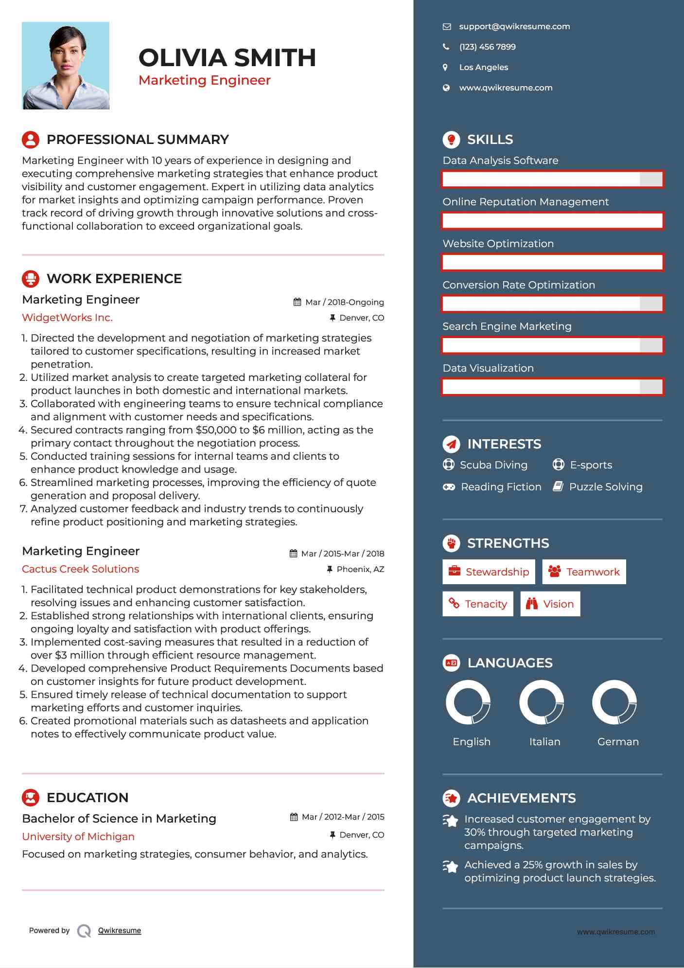 Marketing Engineer Resume Model