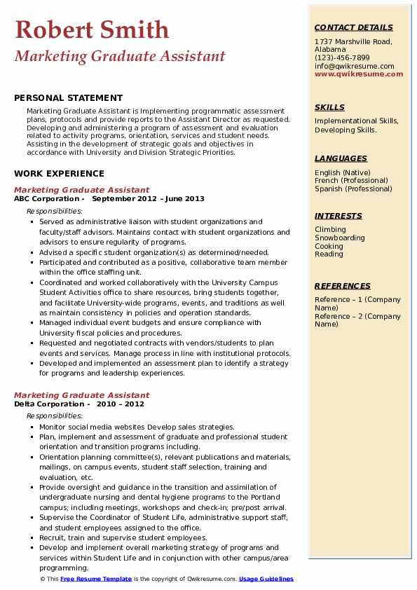Marketing Graduate Assistant Resume - Marketing Graduate Assistant 1664702164 Pdf 