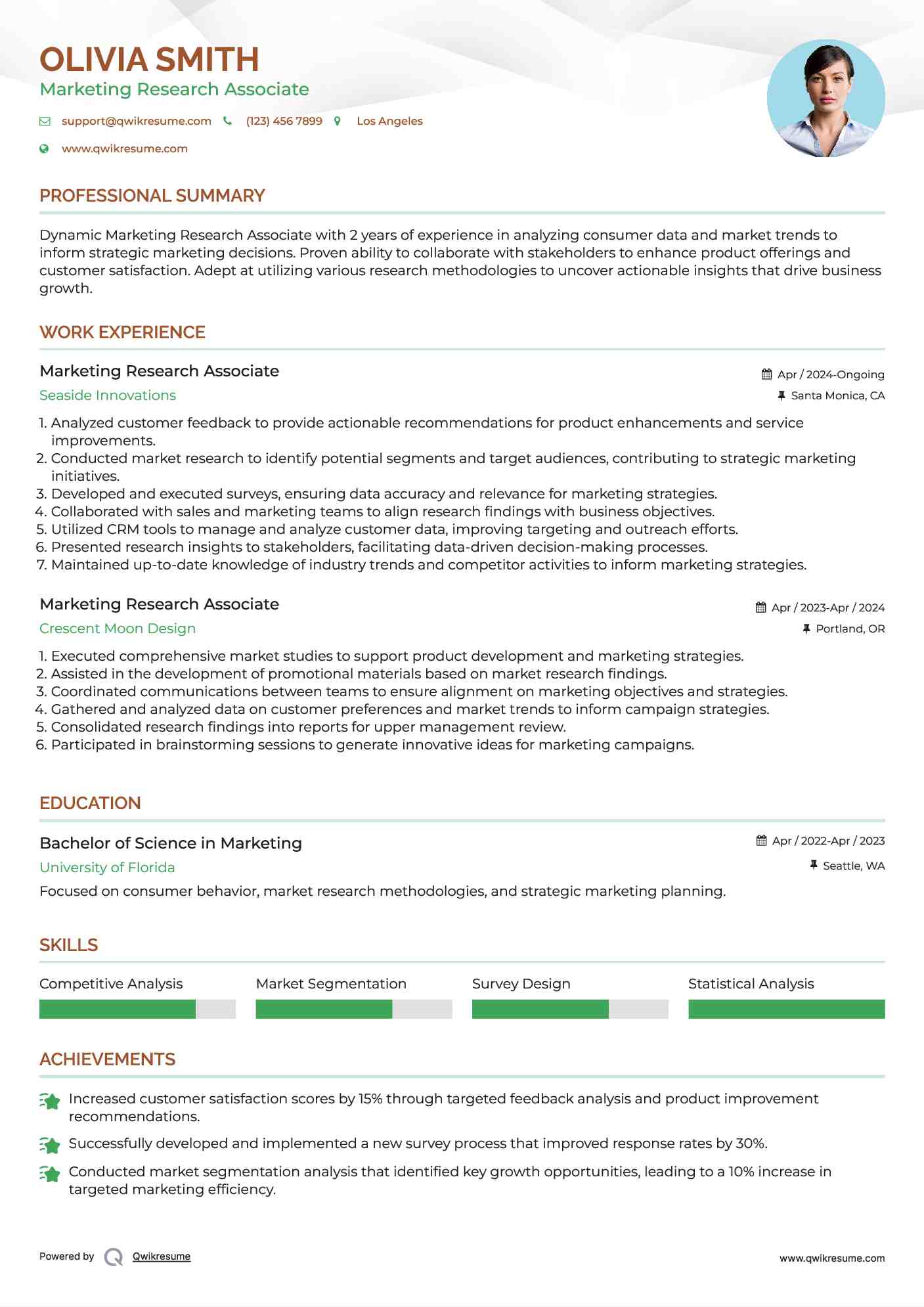 Marketing Research Associate Resume Model