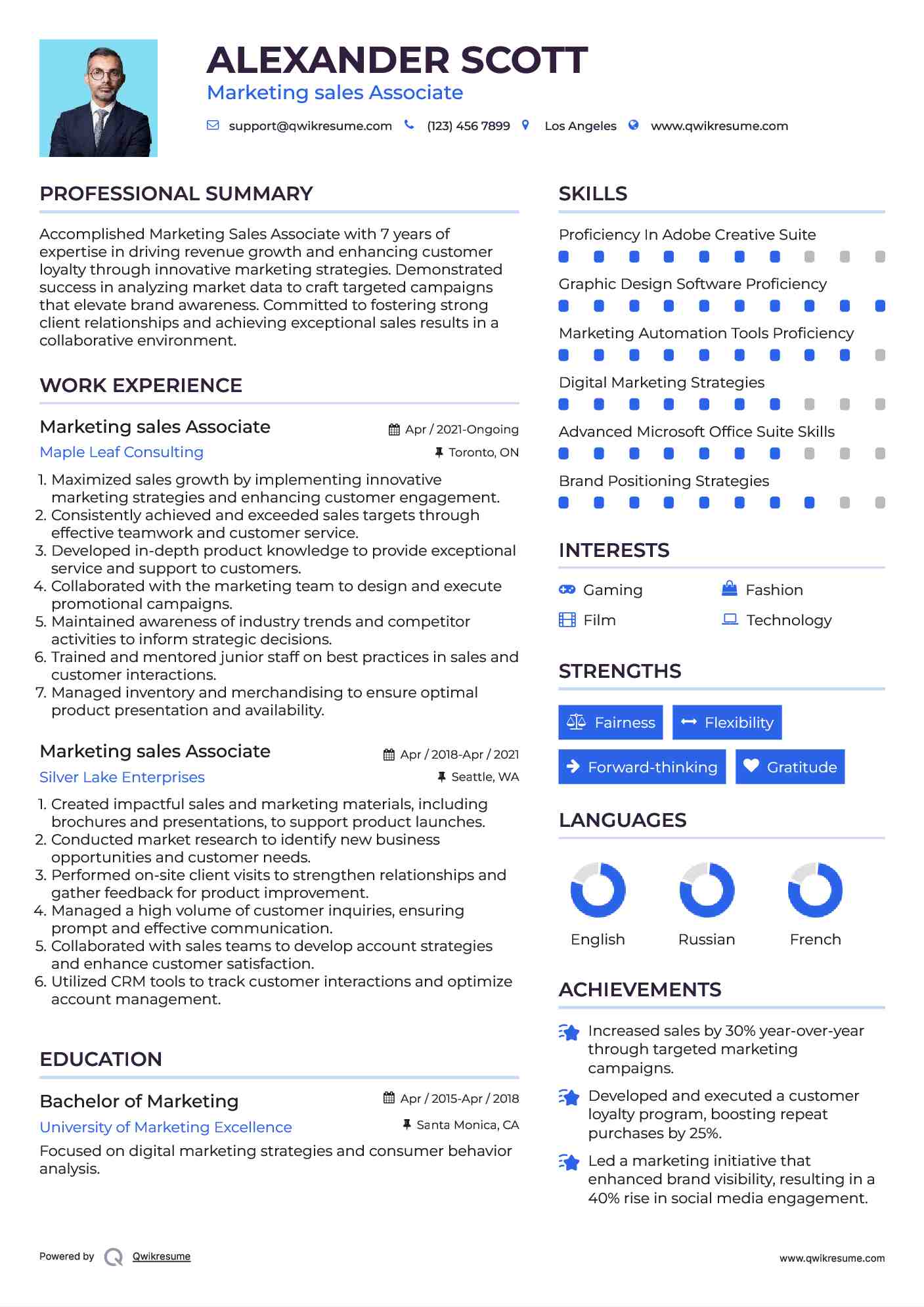 Marketing sales Associate Resume Format