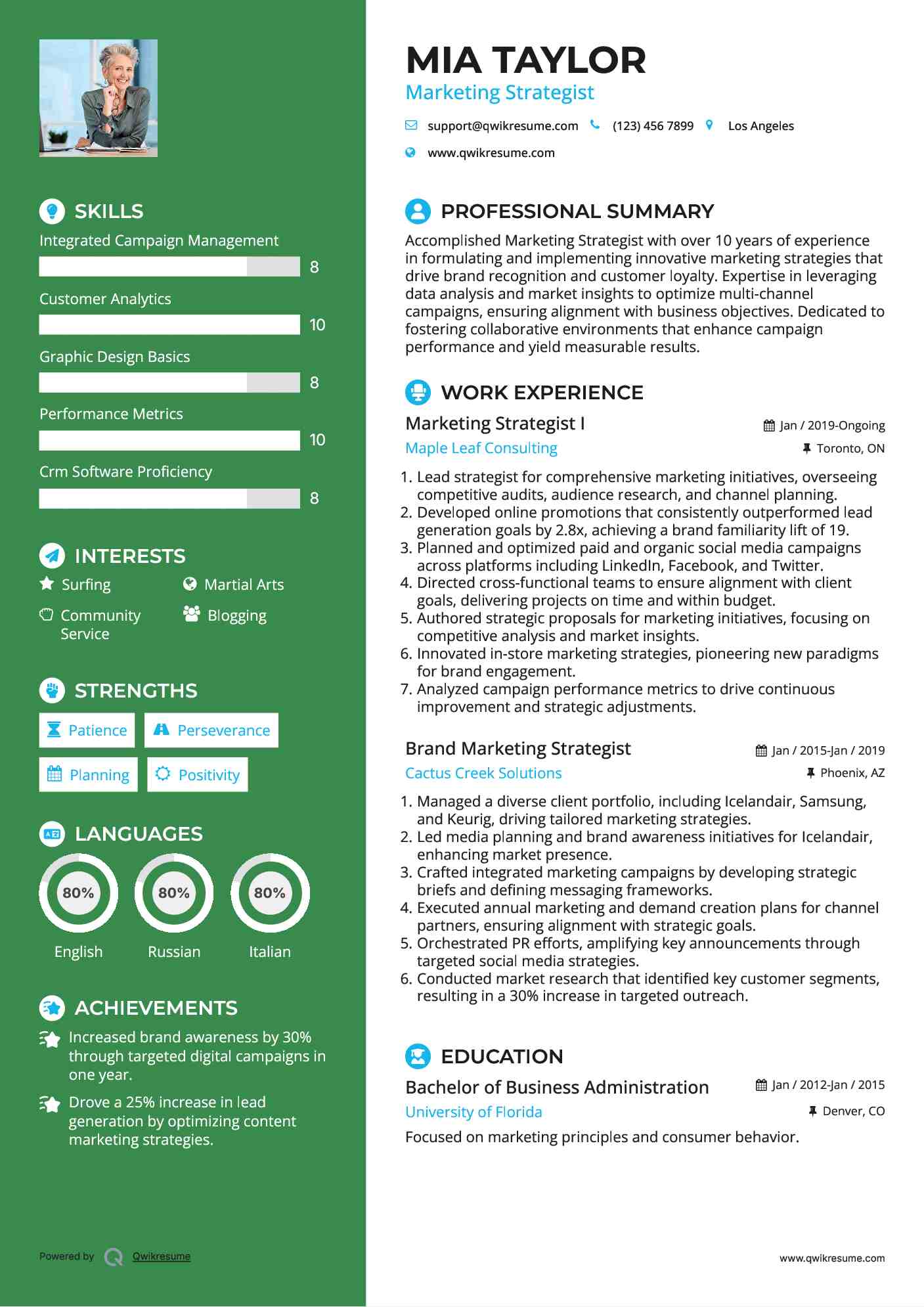 Marketing Strategist I Resume Template