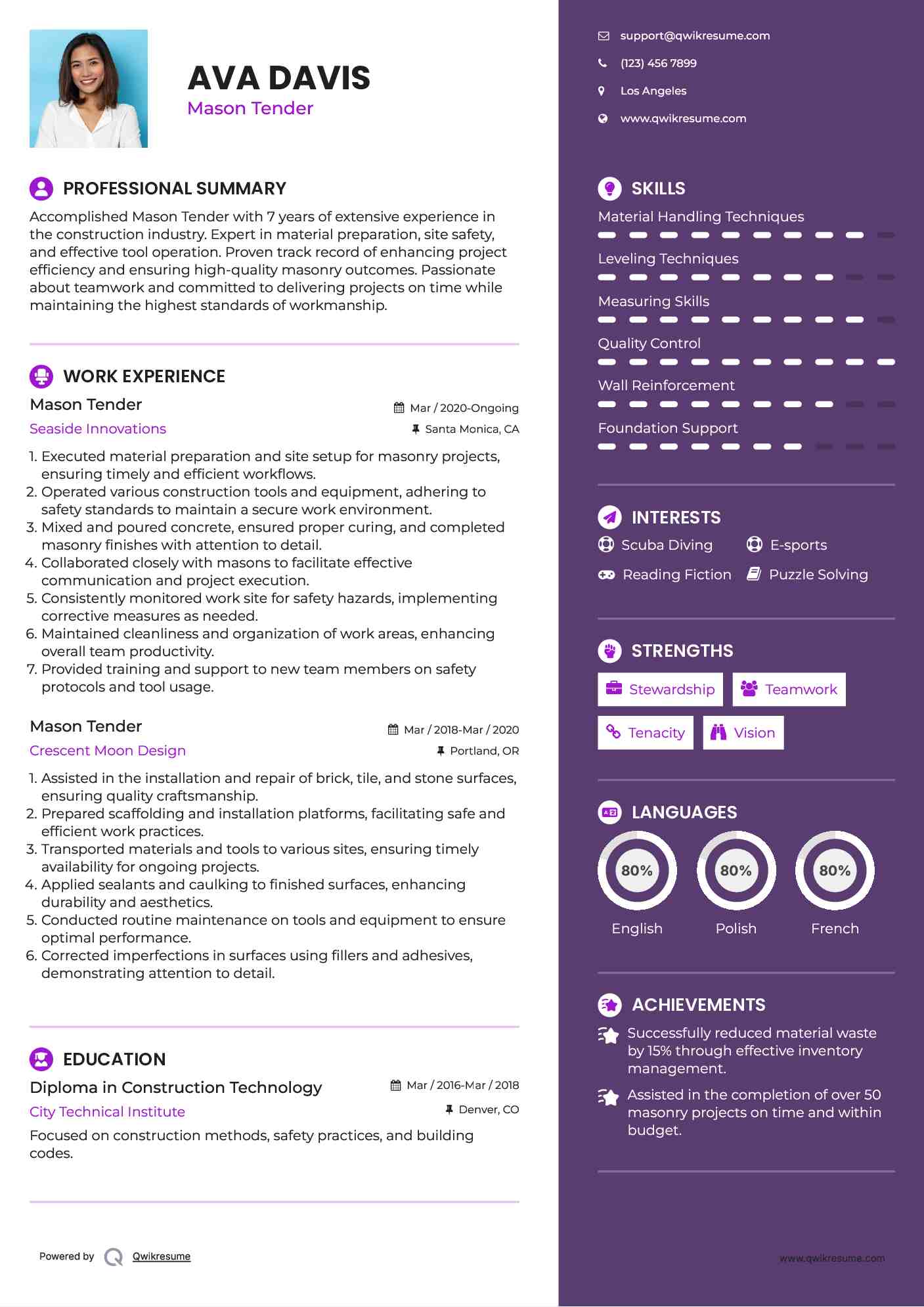 Mason Tender Resume Samples QwikResume