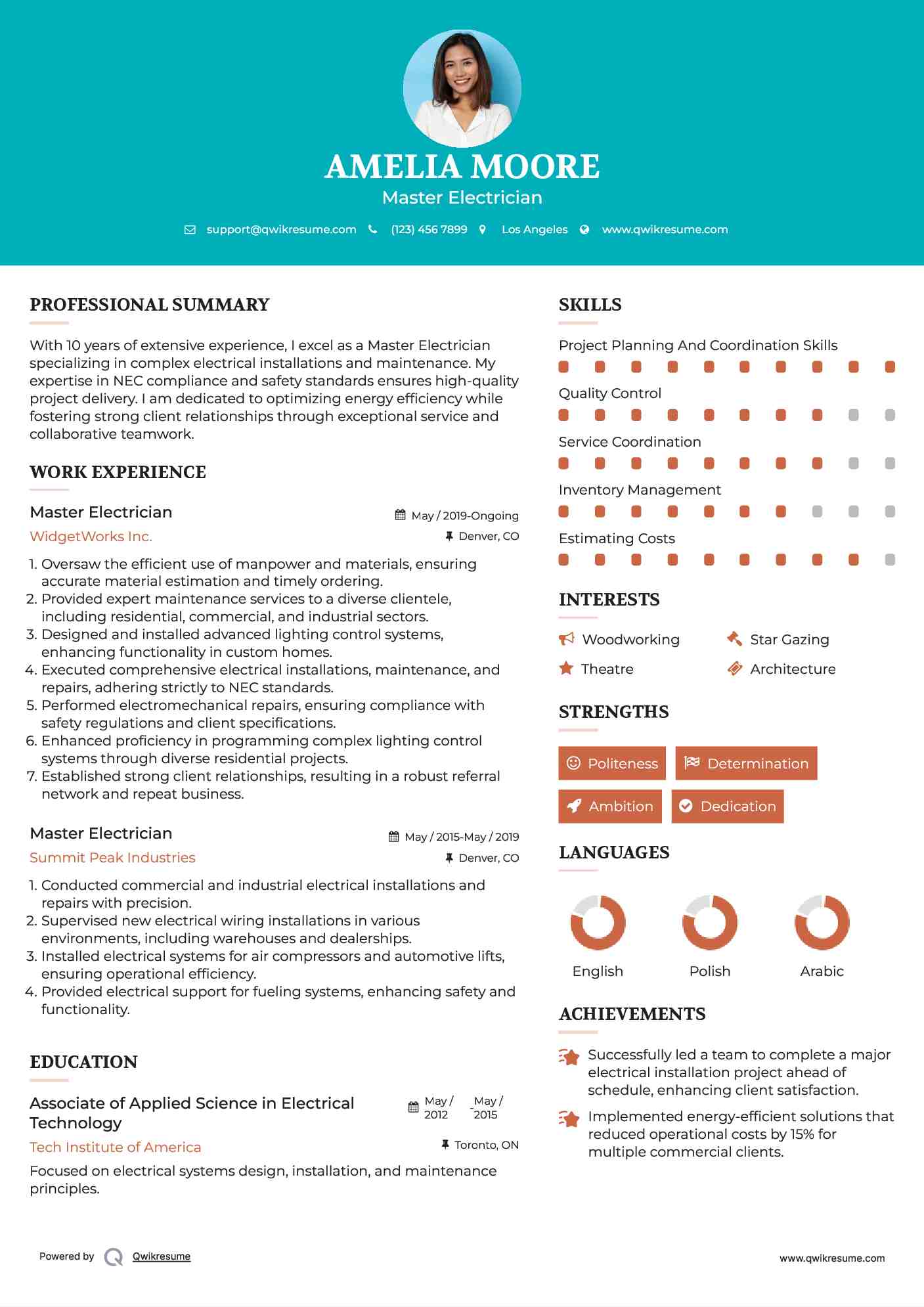 Master Electrician Resume Format