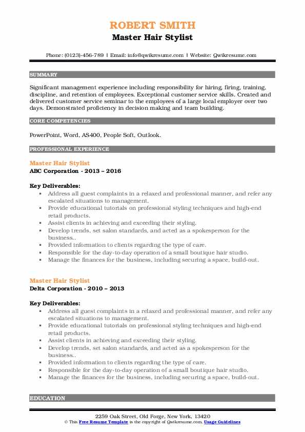 Master Hair Stylist Resume Samples - Master Hair Stylist 1612957639 Pdf