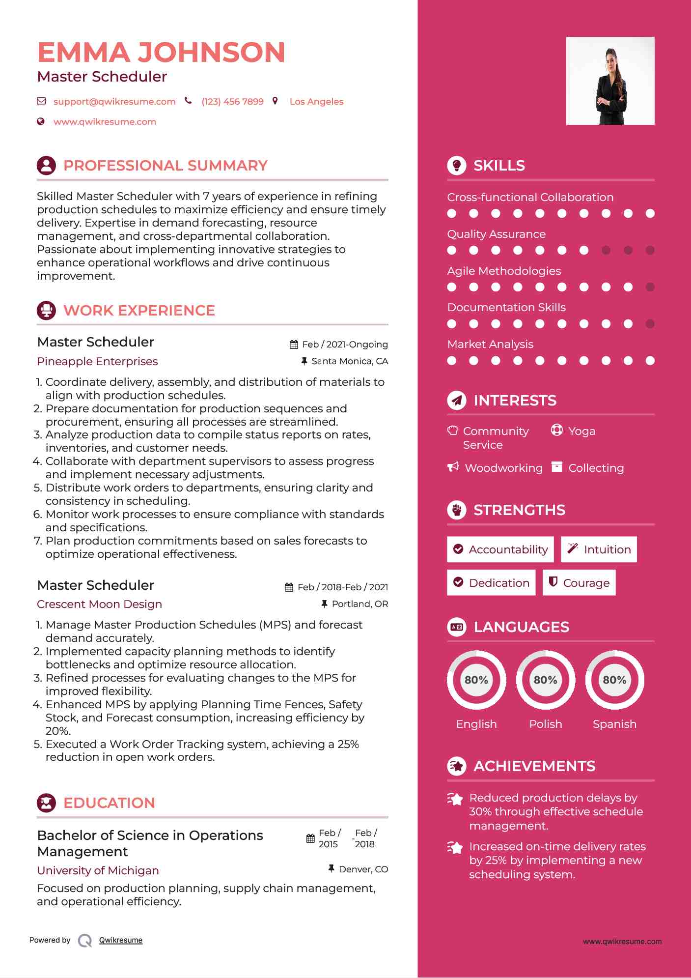 10 Master Scheduler Resume Samples Templates For 2025