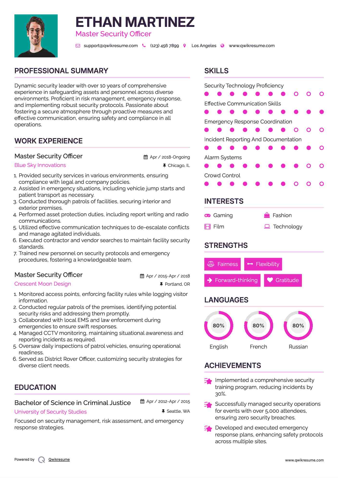 Master Security Officer Resume Template