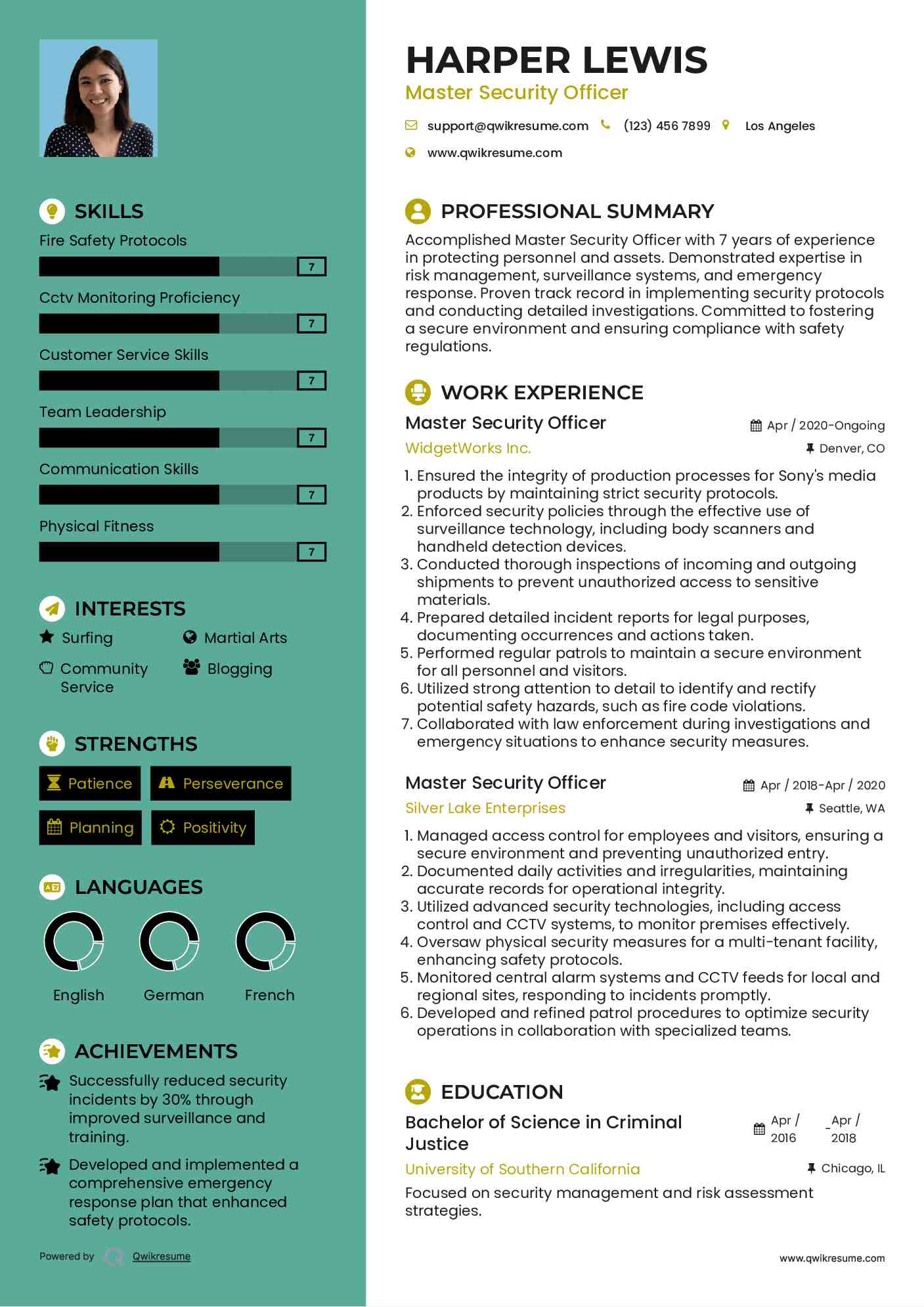 Master Security Officer Resume Template