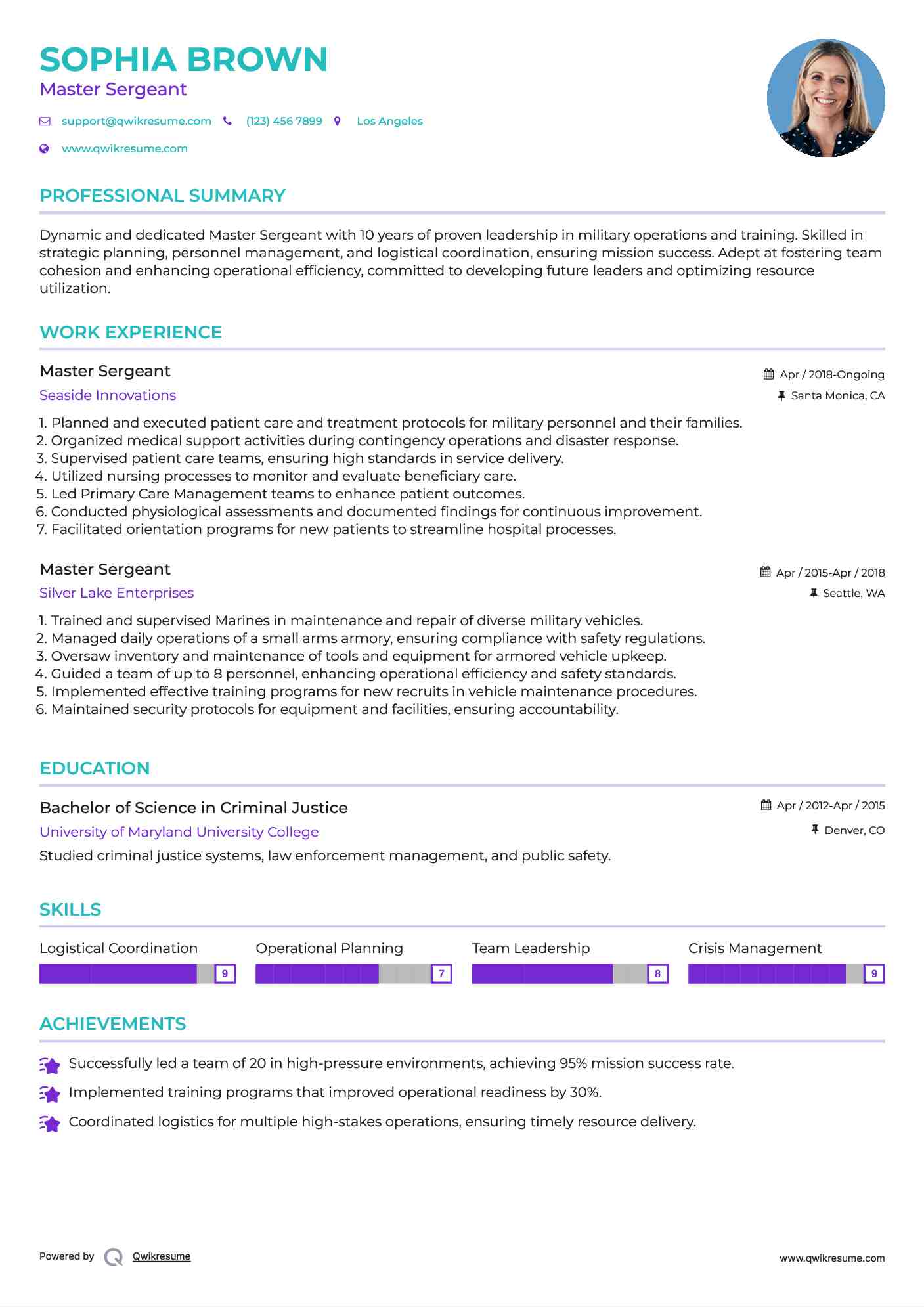 Master Sergeant Resume Model
