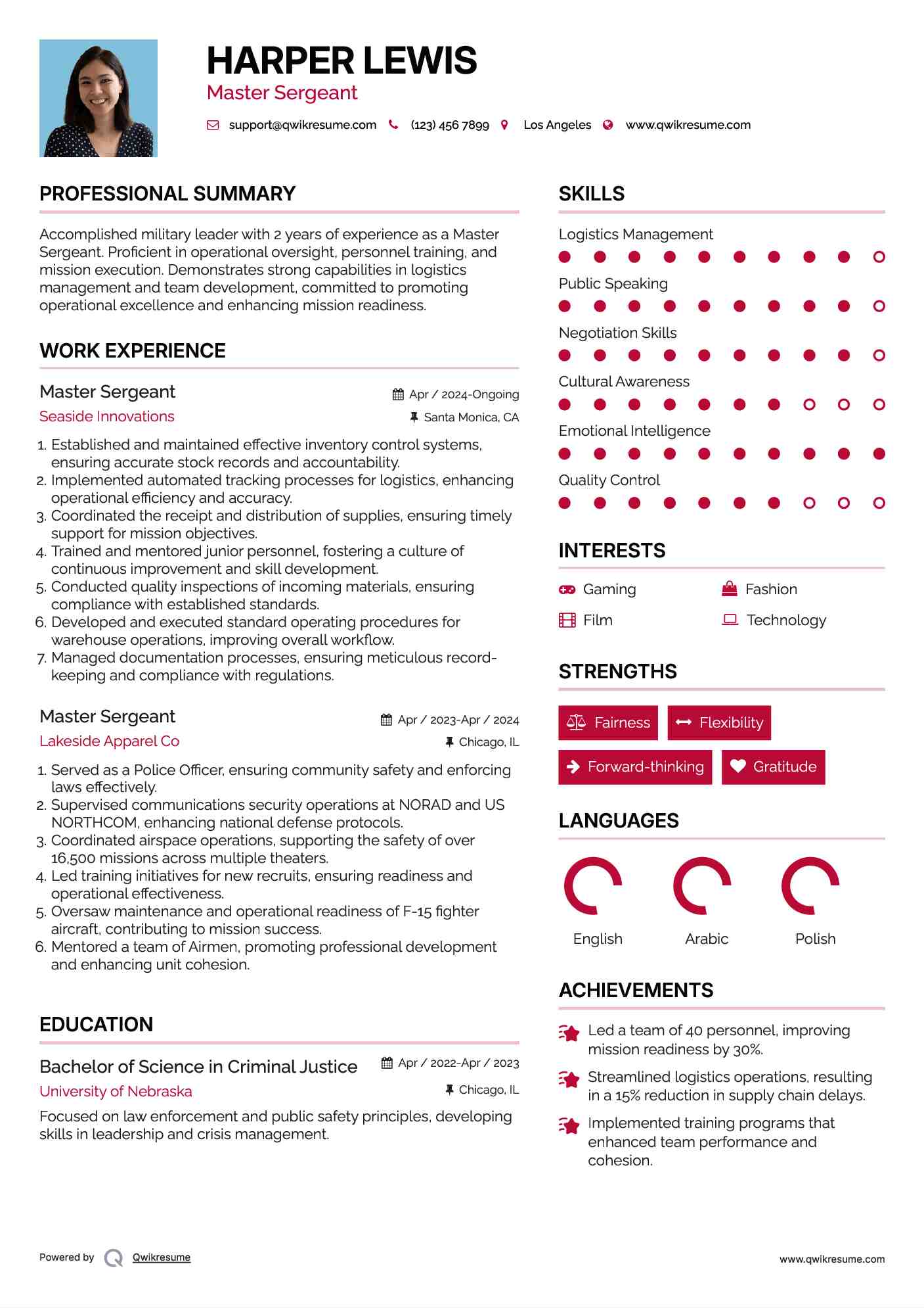 Master Sergeant Resume Format