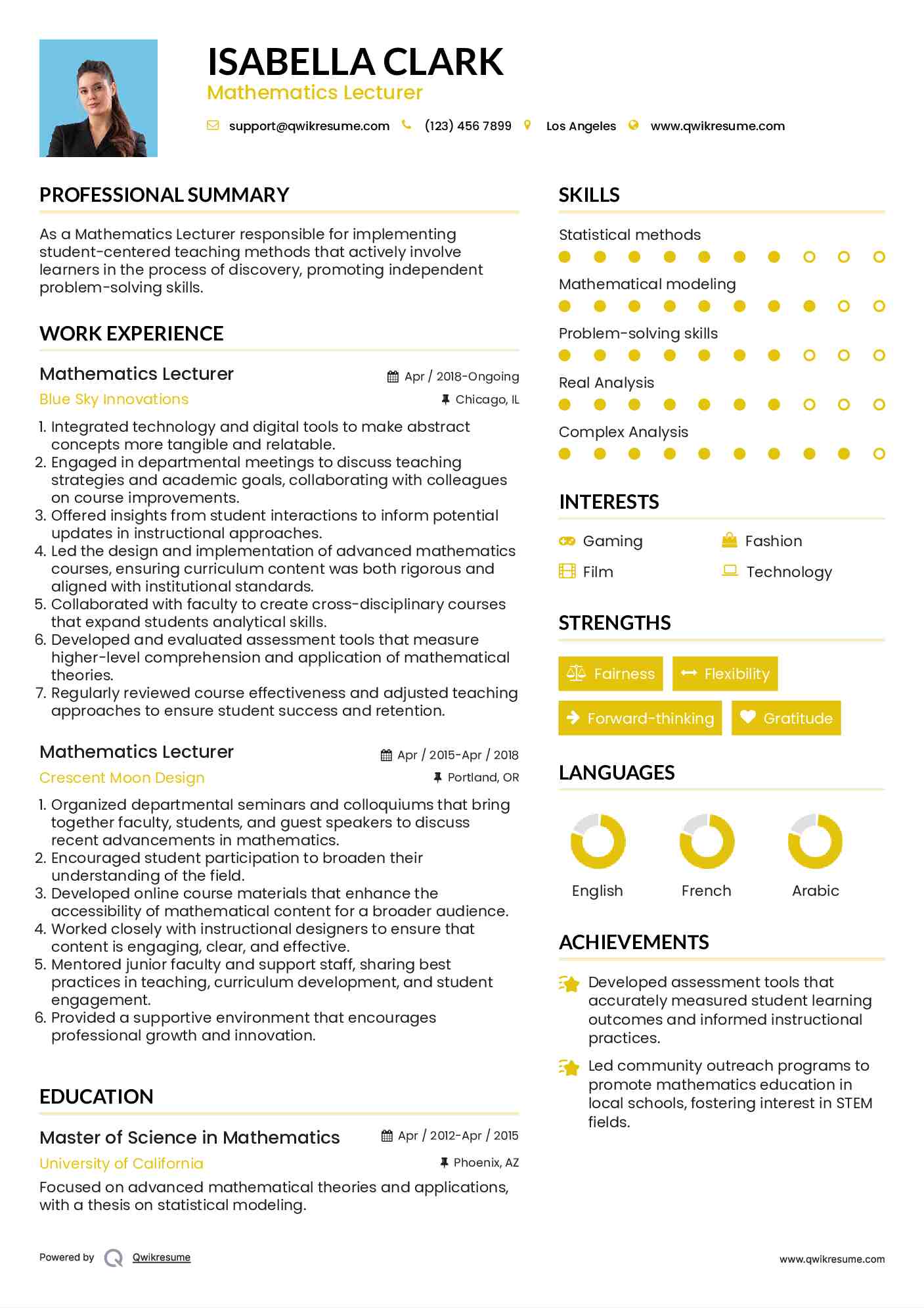 Mathematics Lecturer Resume Template