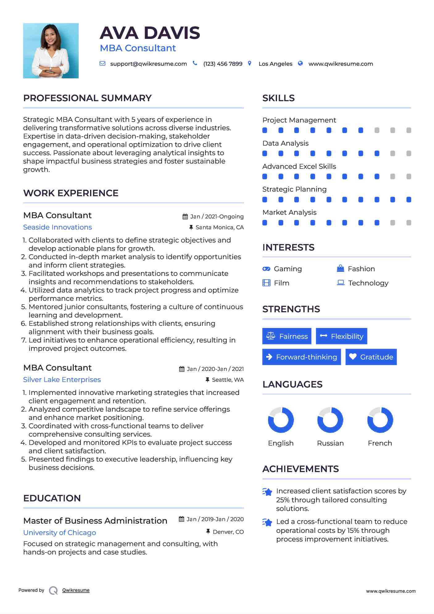 MBA Consultant Resume Format