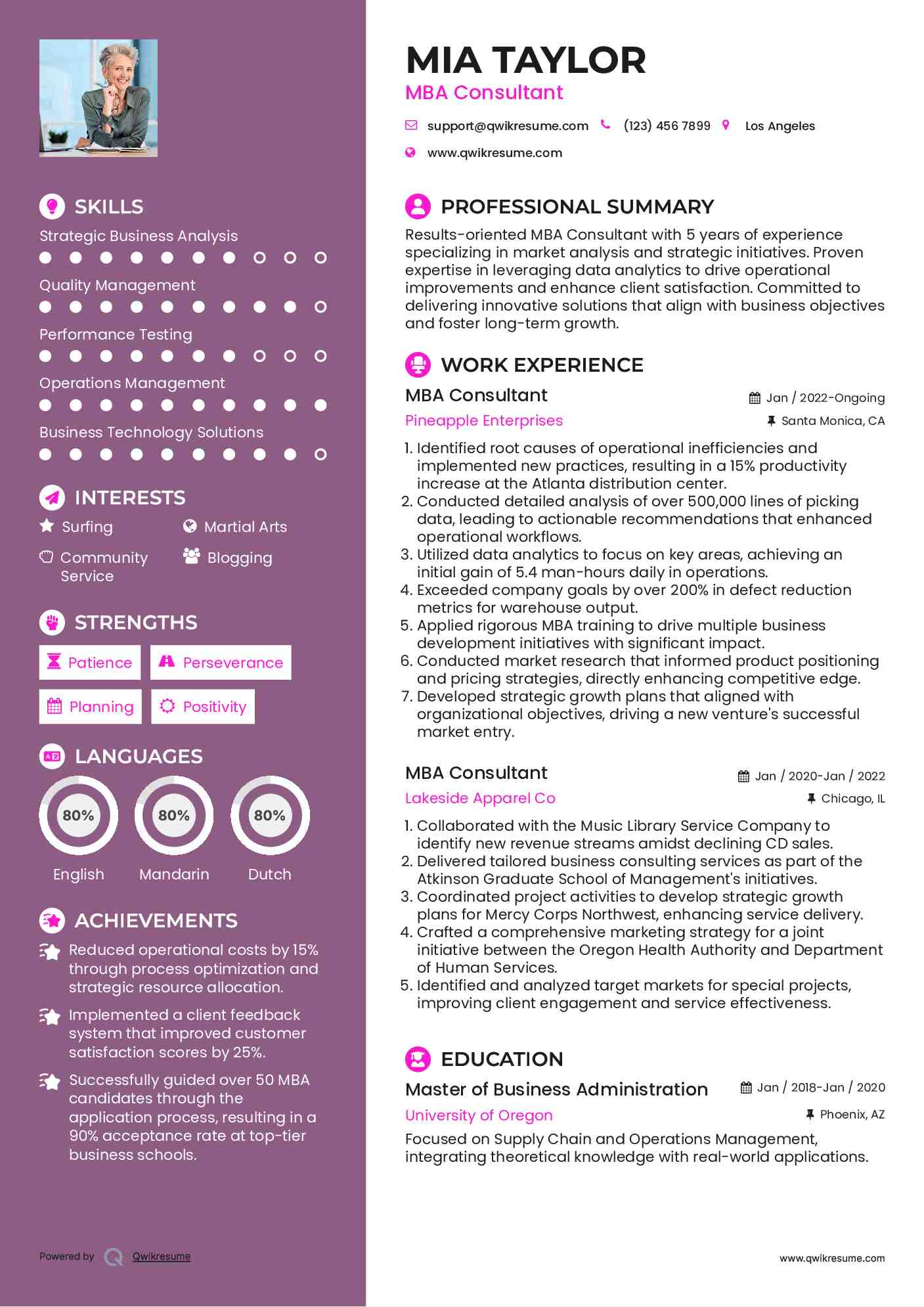 MBA Consultant Resume Template