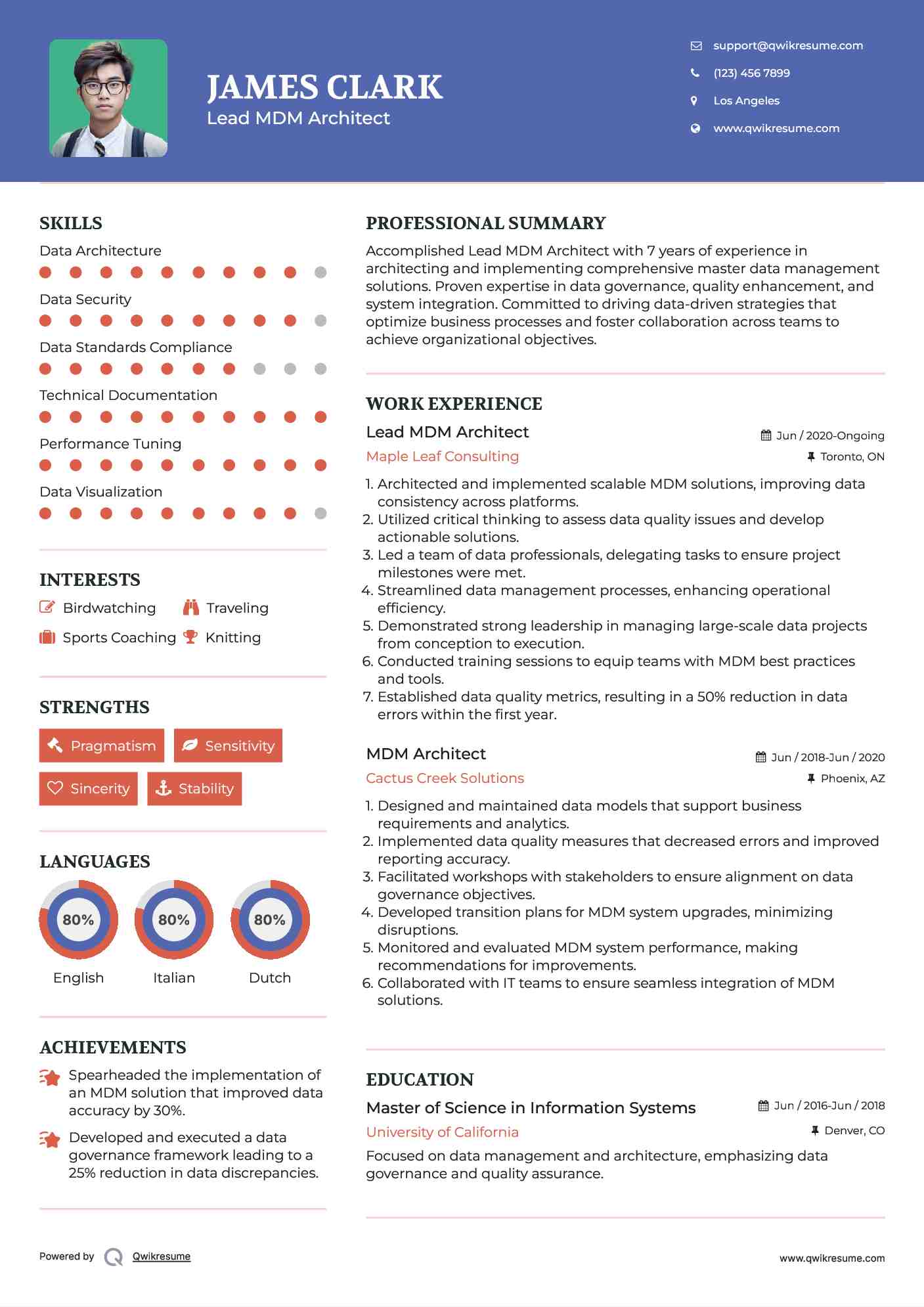 Lead MDM Architect Resume Template