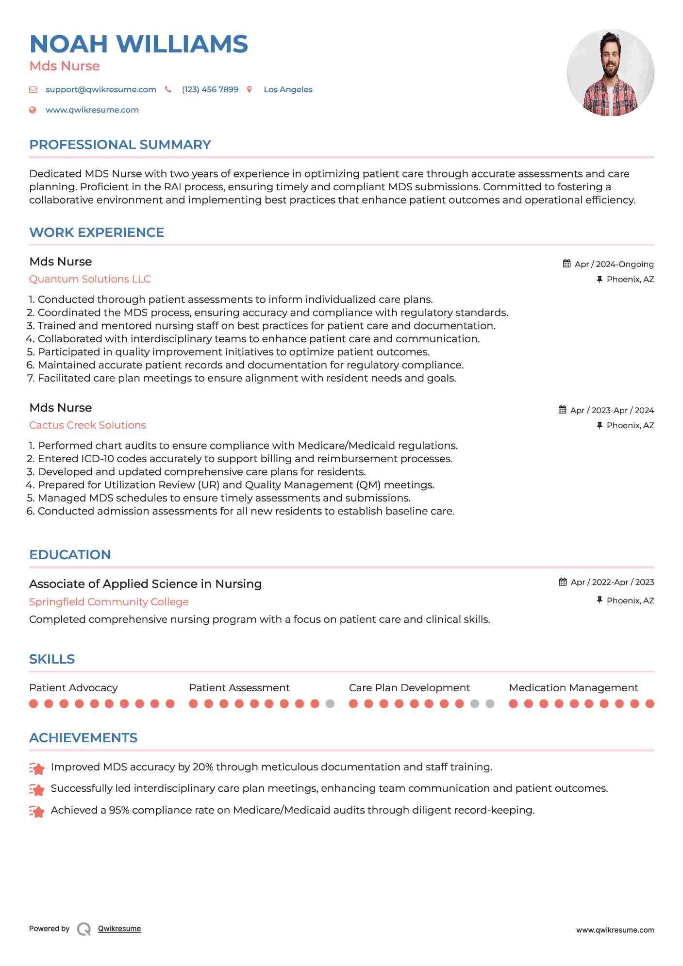 Mds Nurse Resume Model