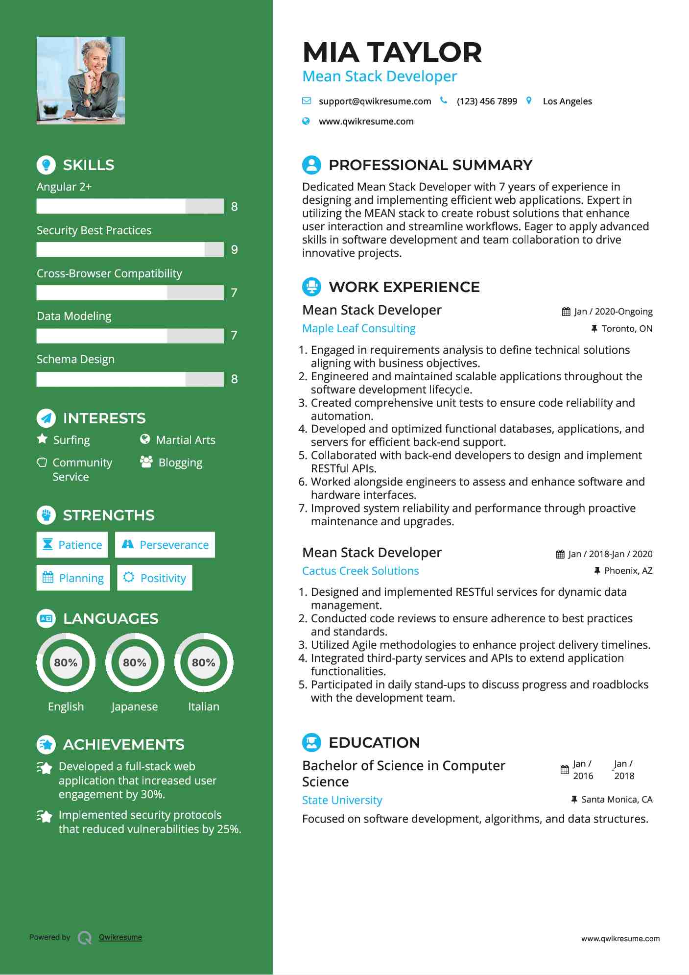 Mean Stack Developer Resume Format