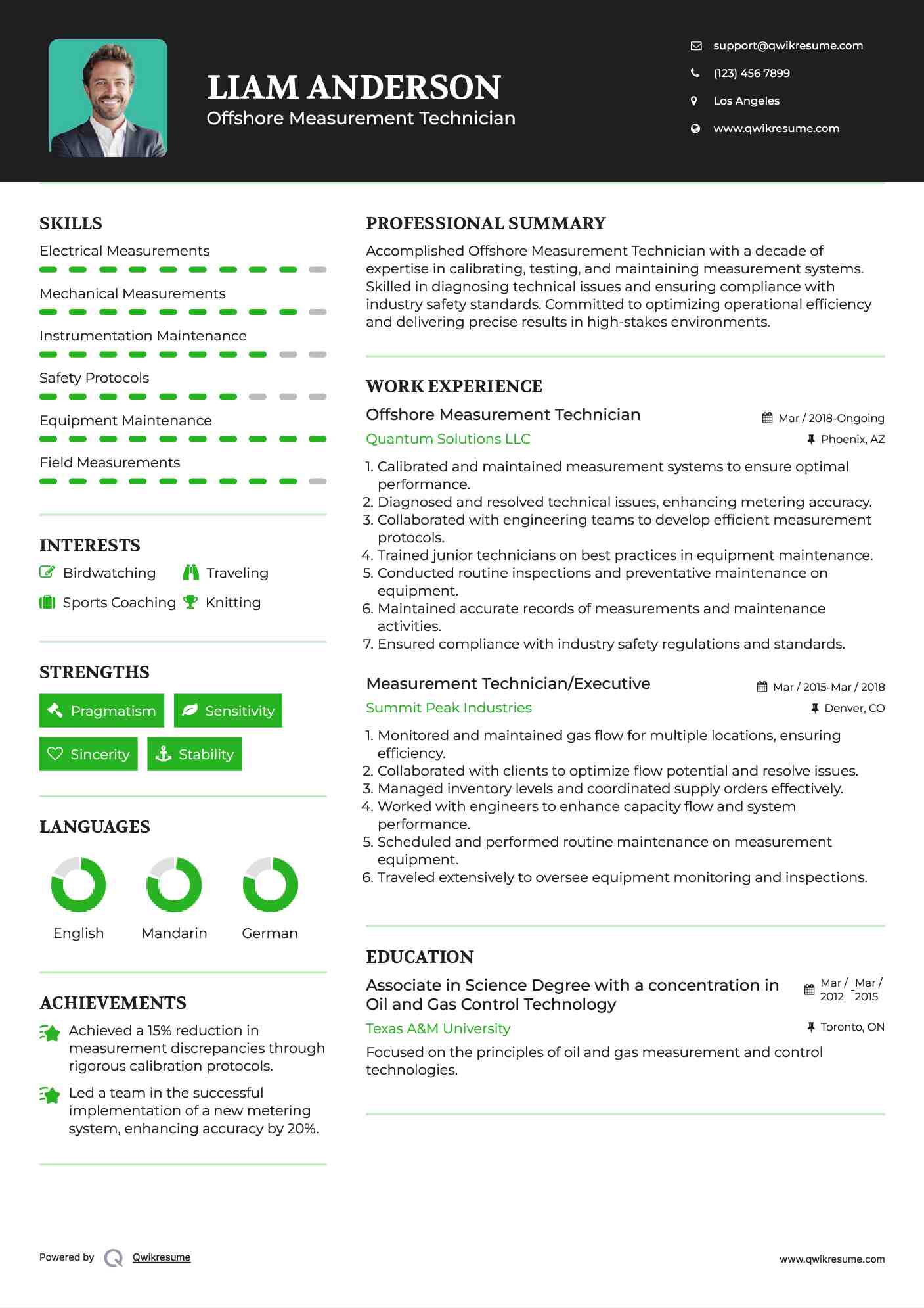 Measurement Technician Resume Samples QwikResume