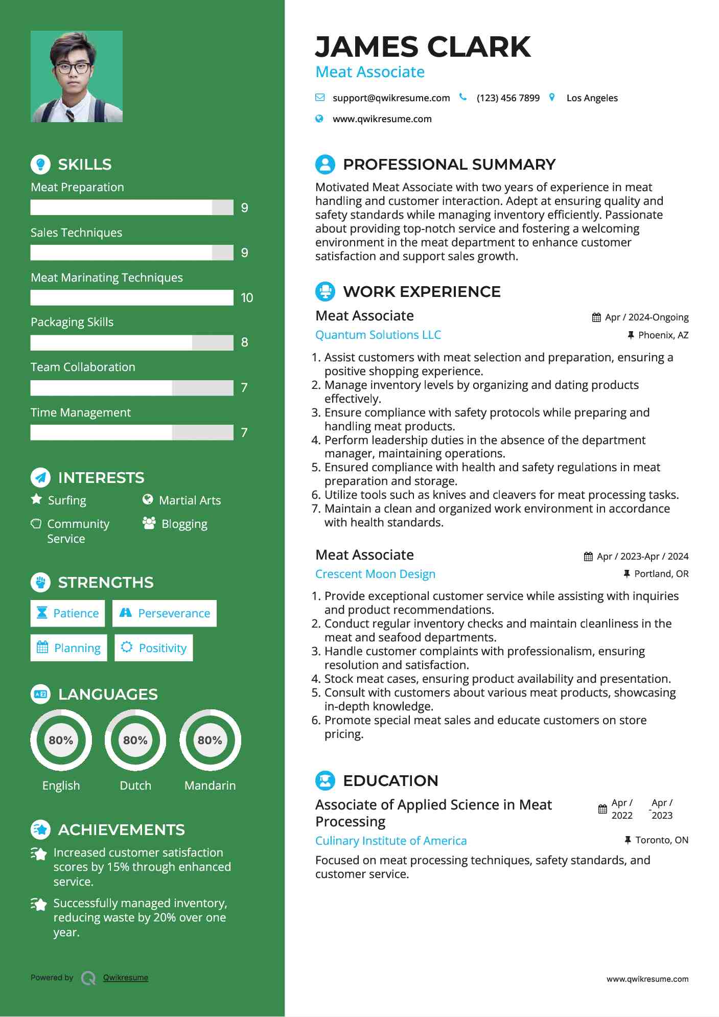Meat Associate Resume Template