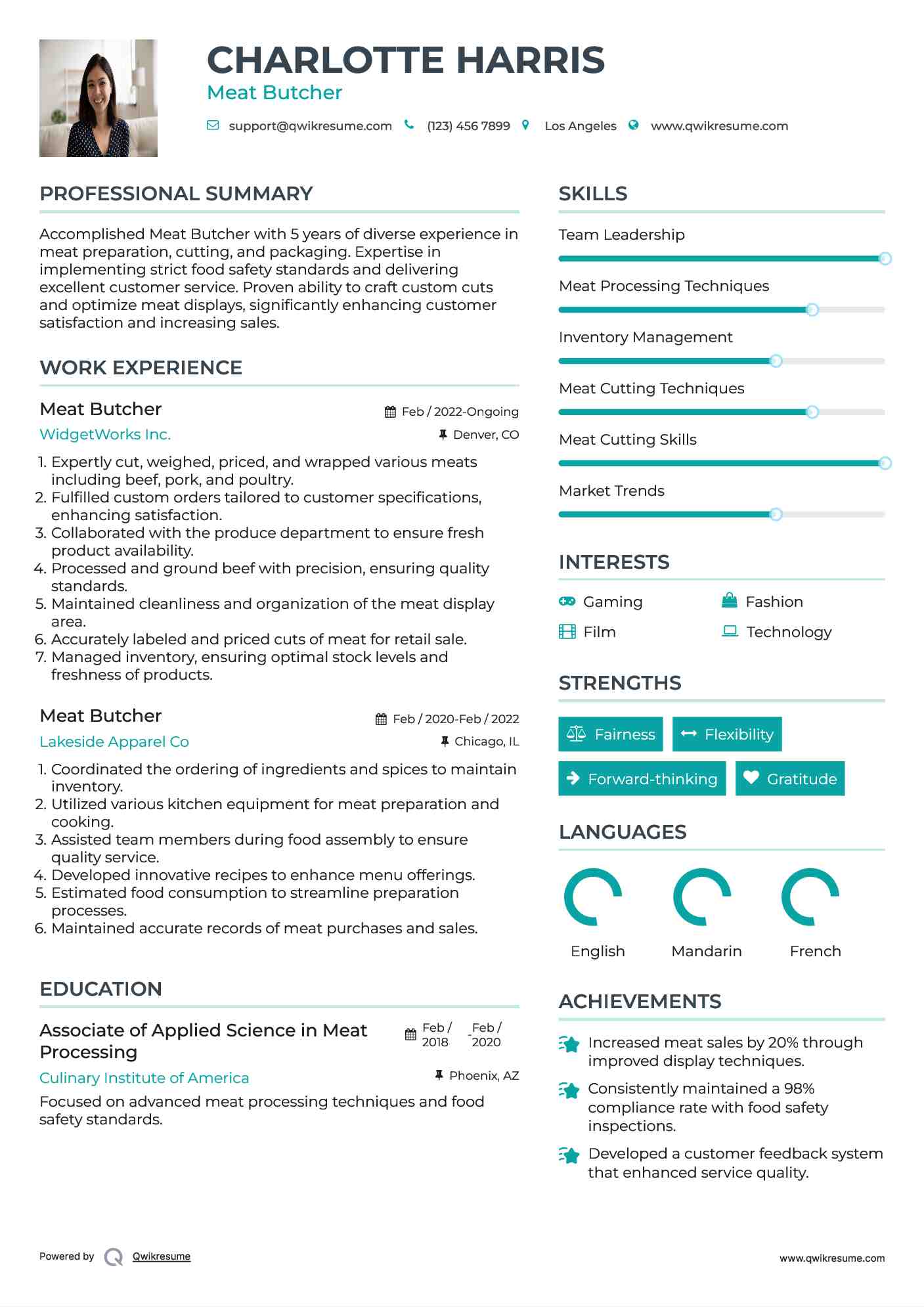 Meat Butcher Resume Template