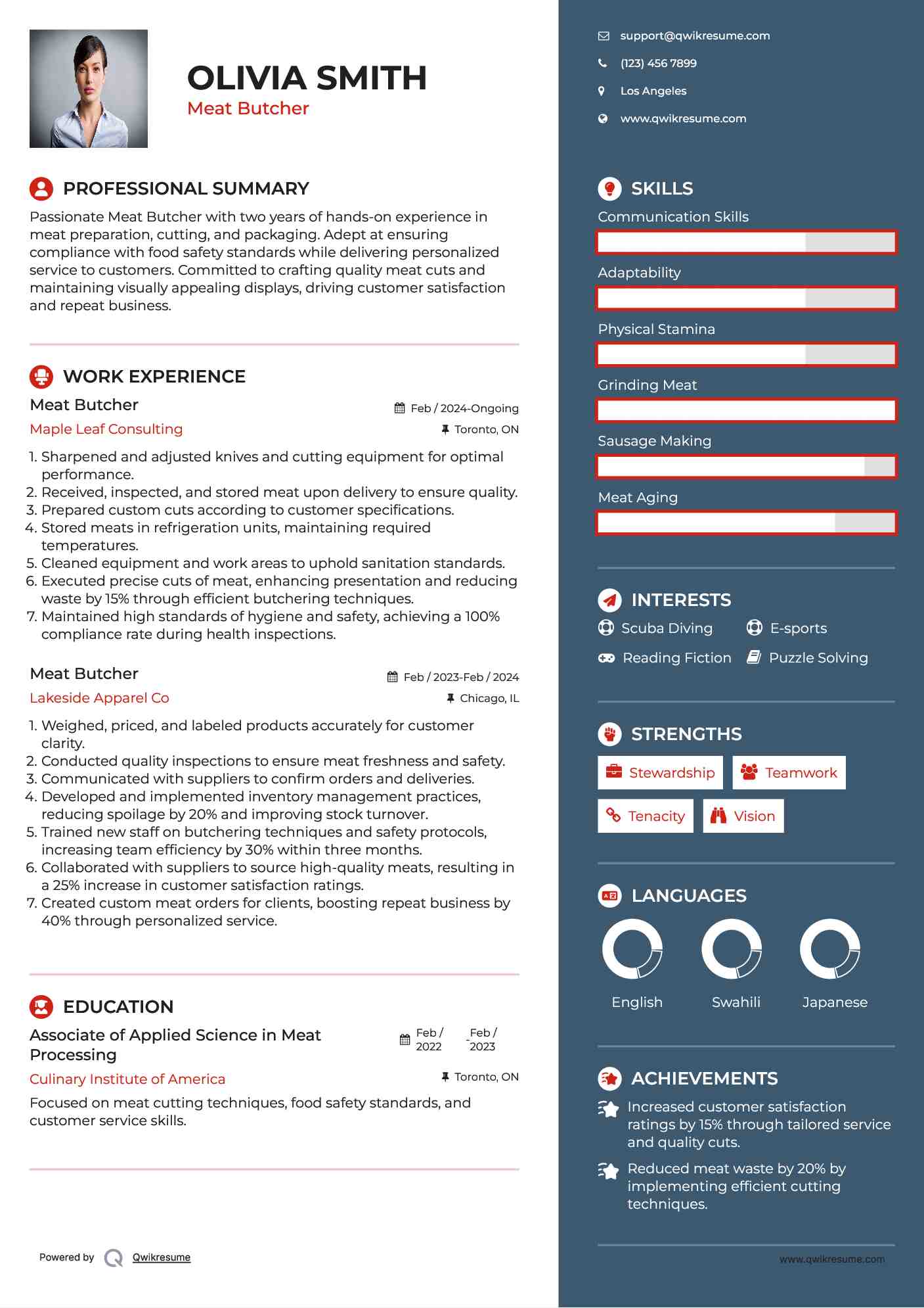 Meat Butcher Resume Model