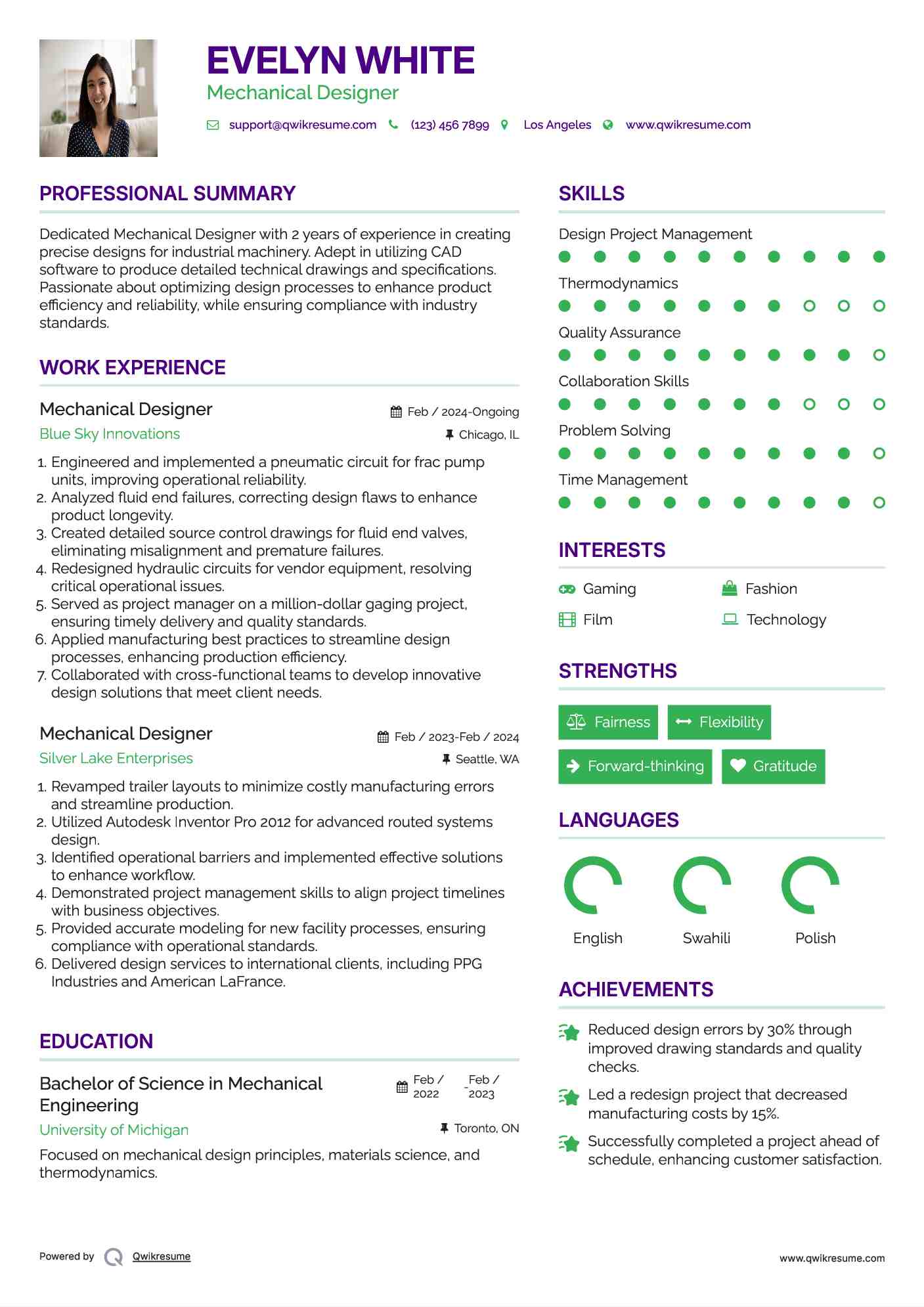 Mechanical Designer Resume Template