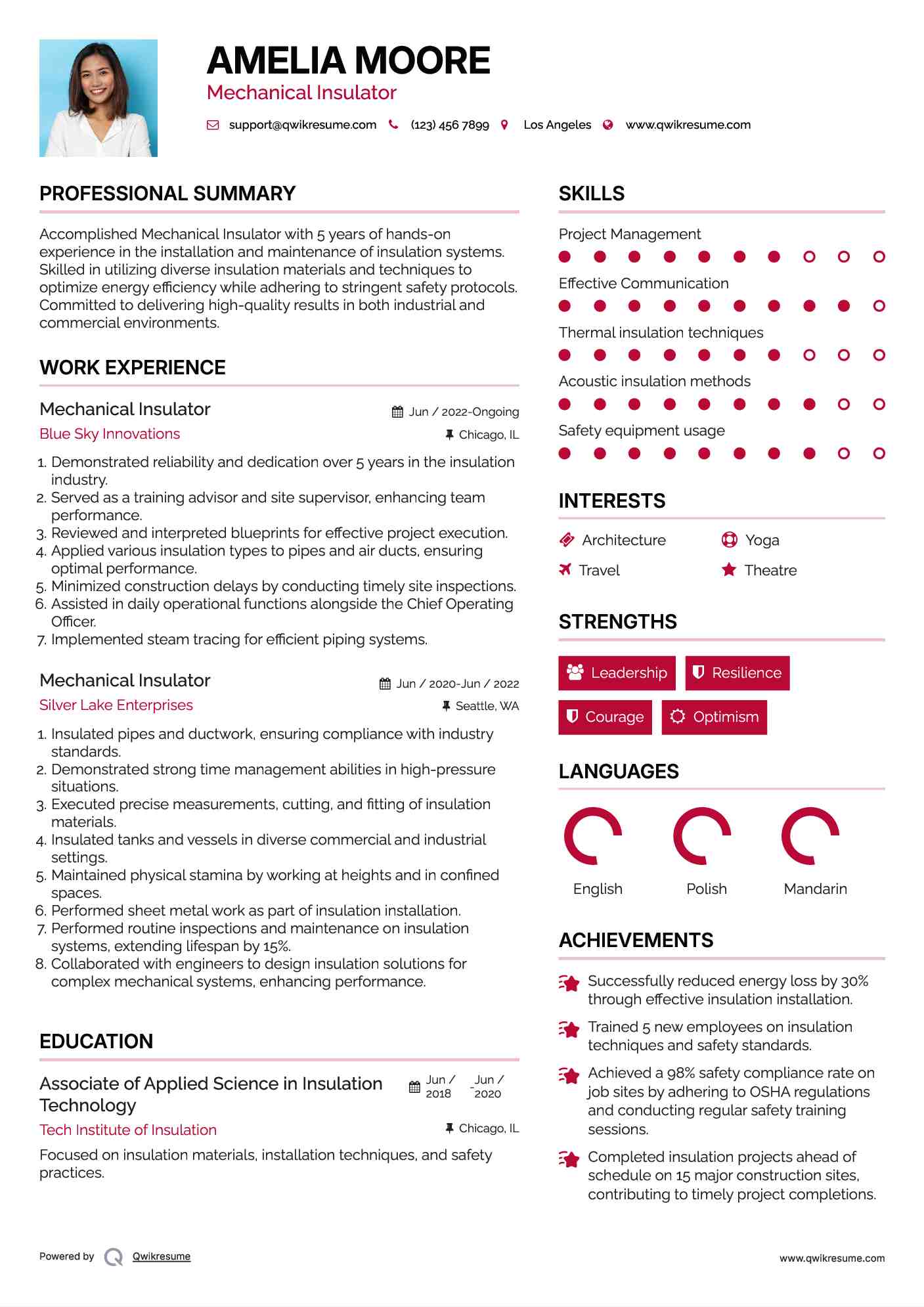 Mechanical Insulator Resume Template