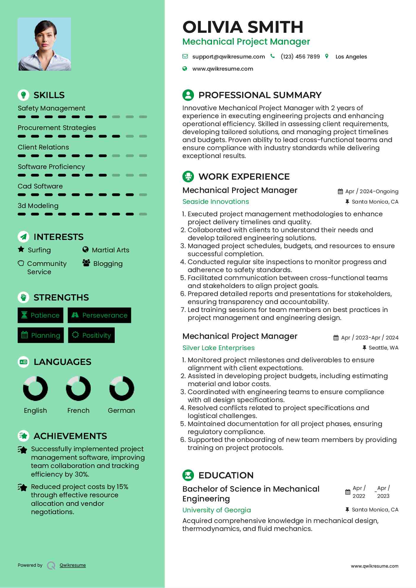 Mechanical Project Manager Resume Sample