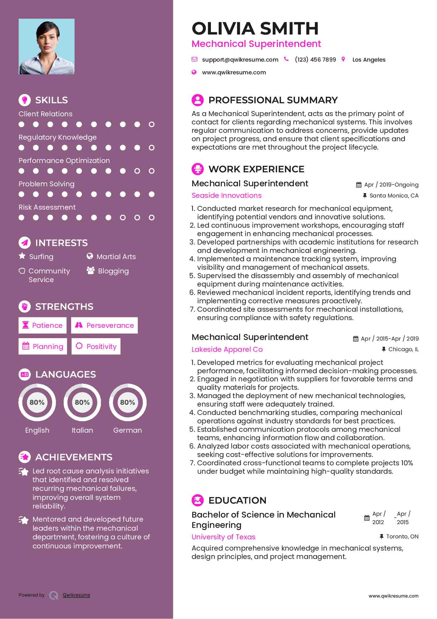 Mechanical Superintendent Resume Format