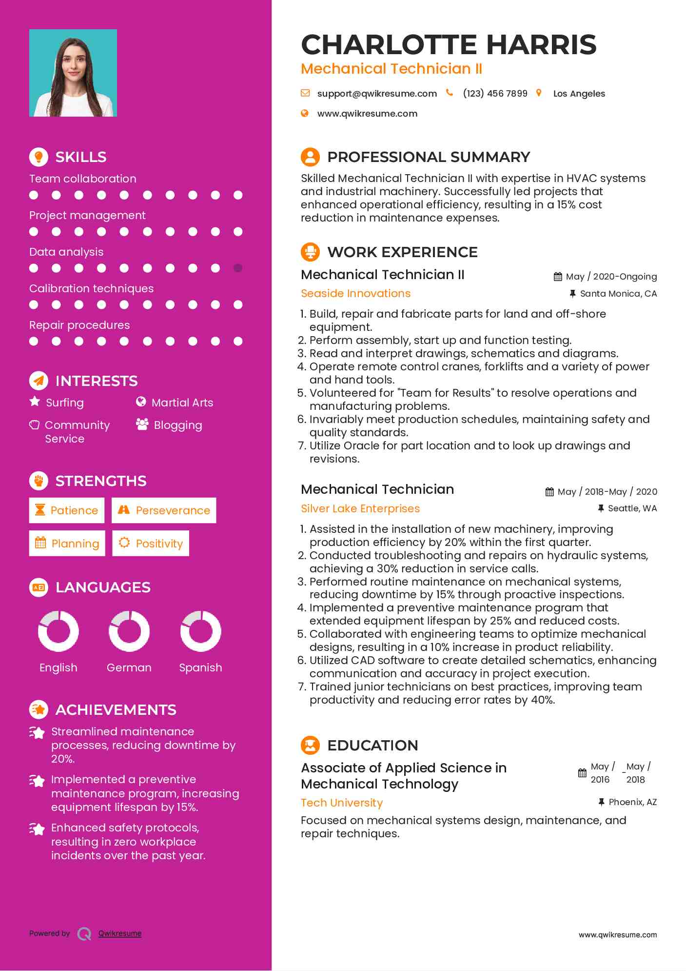 mechanical technician resume samples qwikresume mechanical technician job description