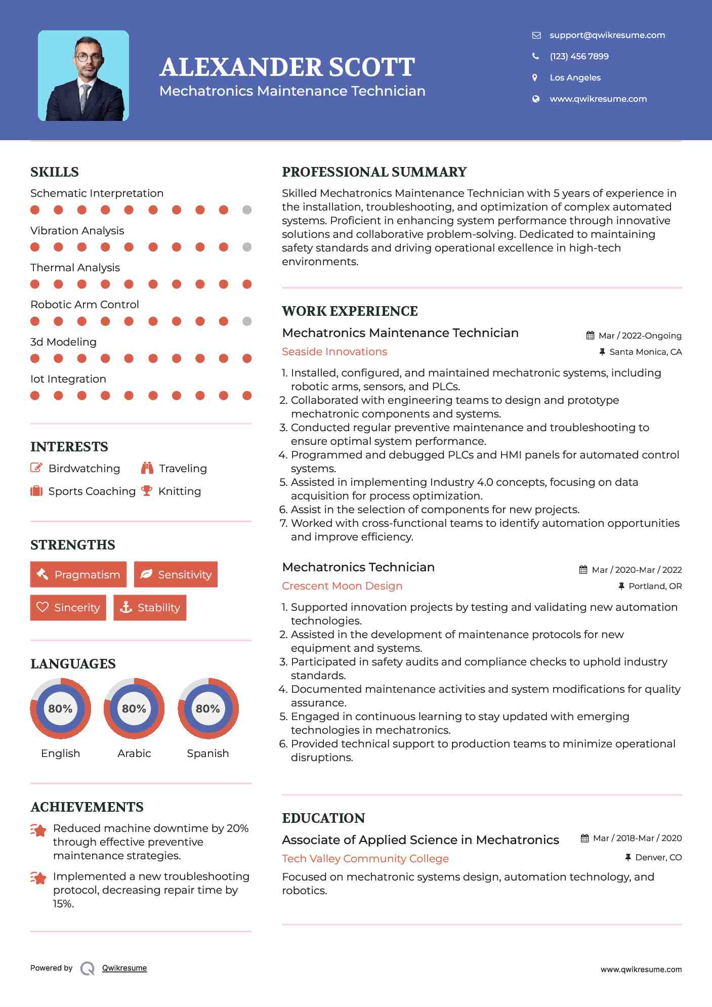 Mechatronics Maintenance Technician Resume Format