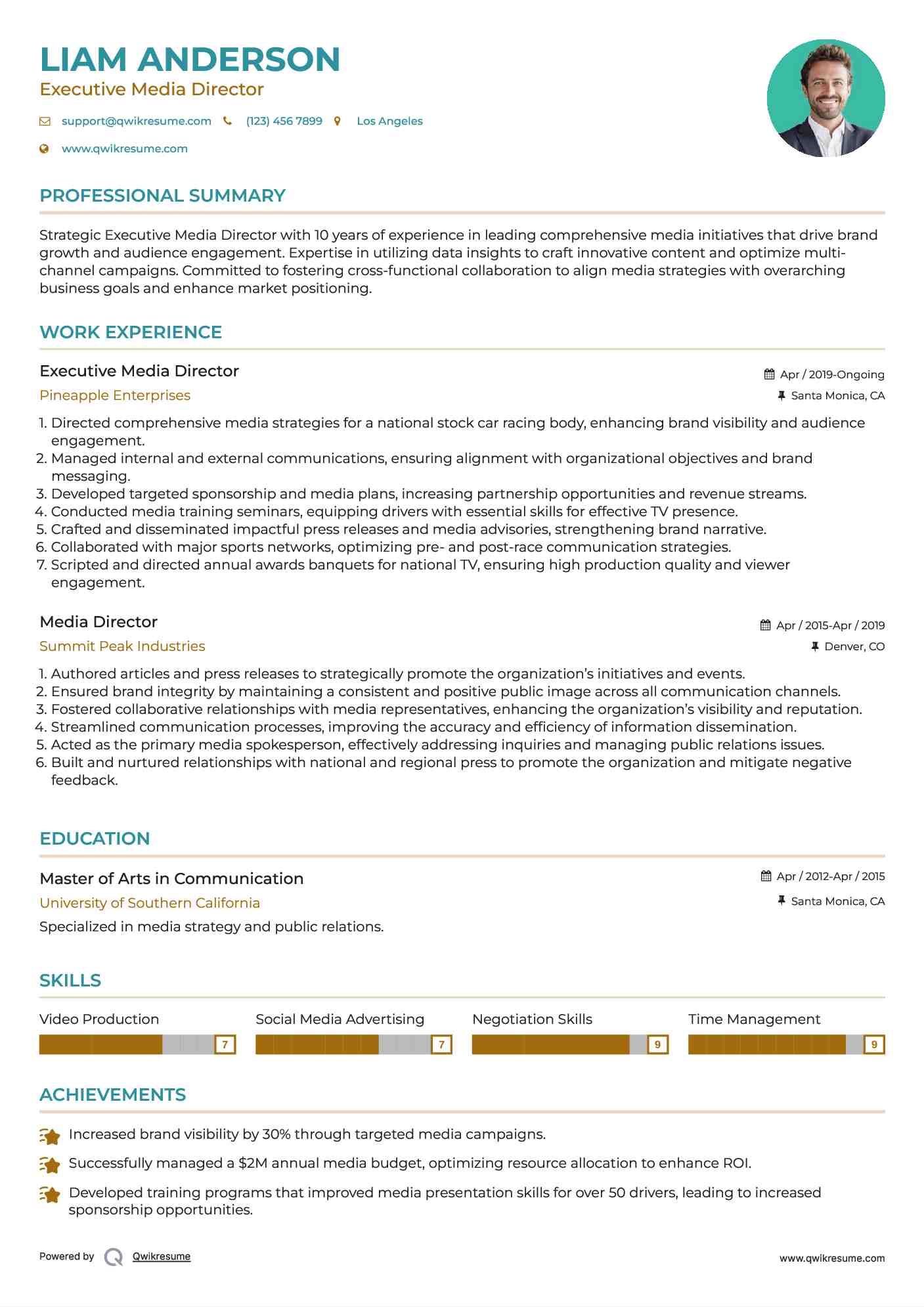 Executive Media Director
 Resume Example