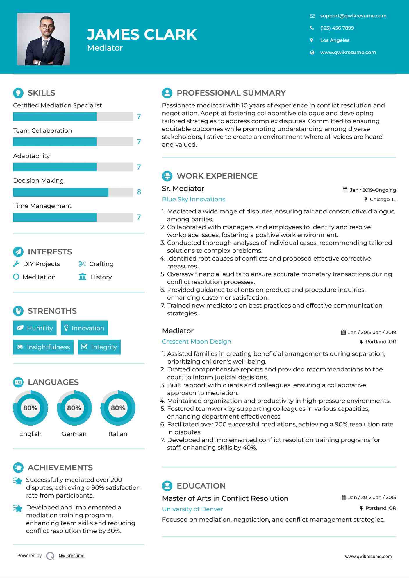 Sr. Mediator Resume Template