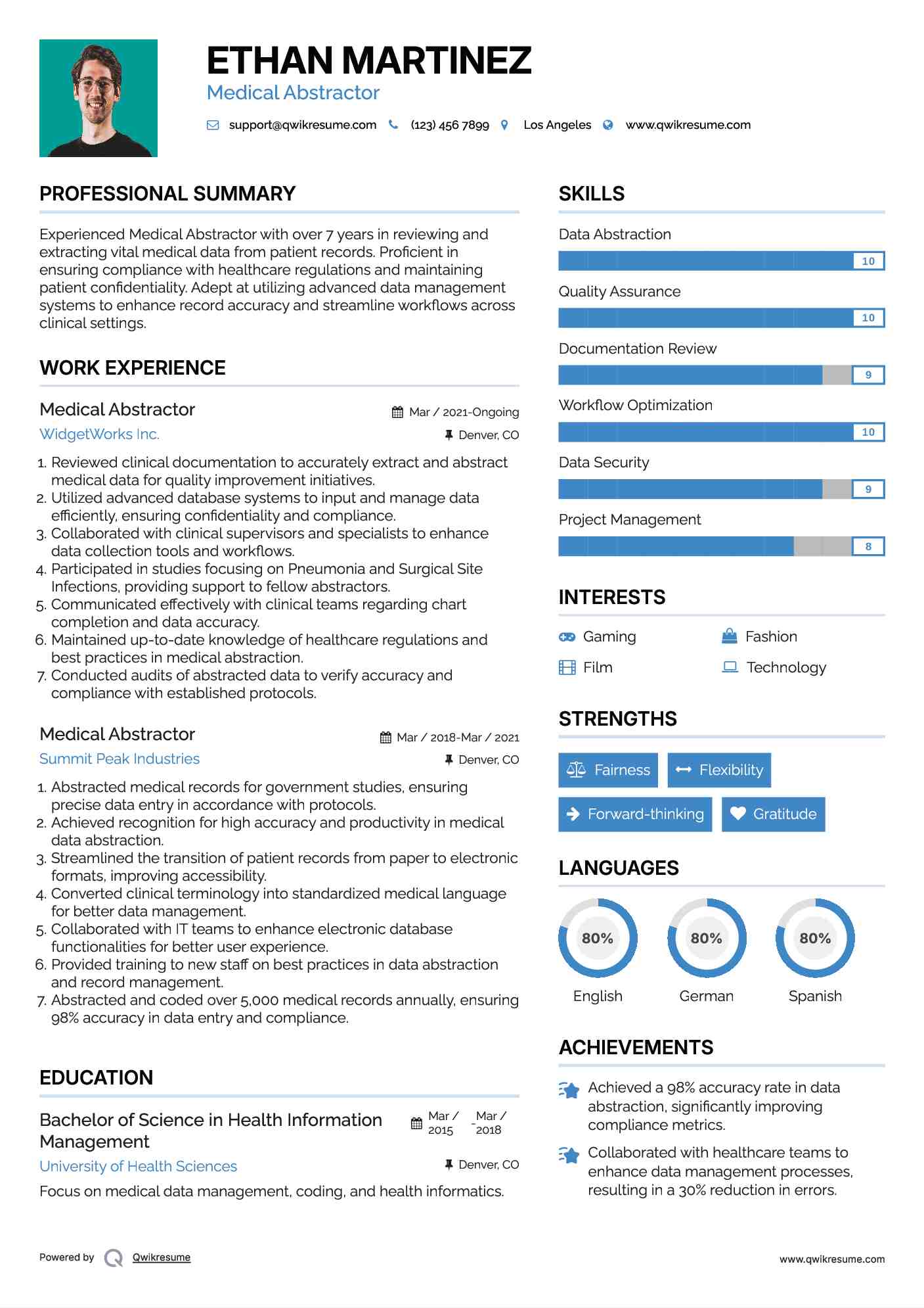 Medical Abstractor Resume Samples QwikResume