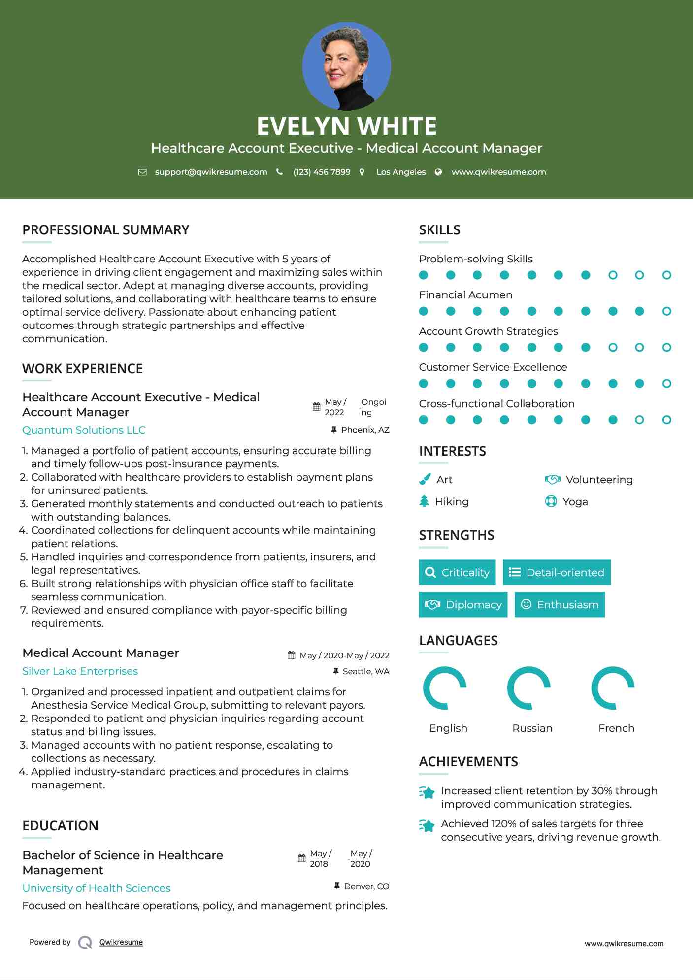 Healthcare Account Executive - Medical Account Manager Resume Model