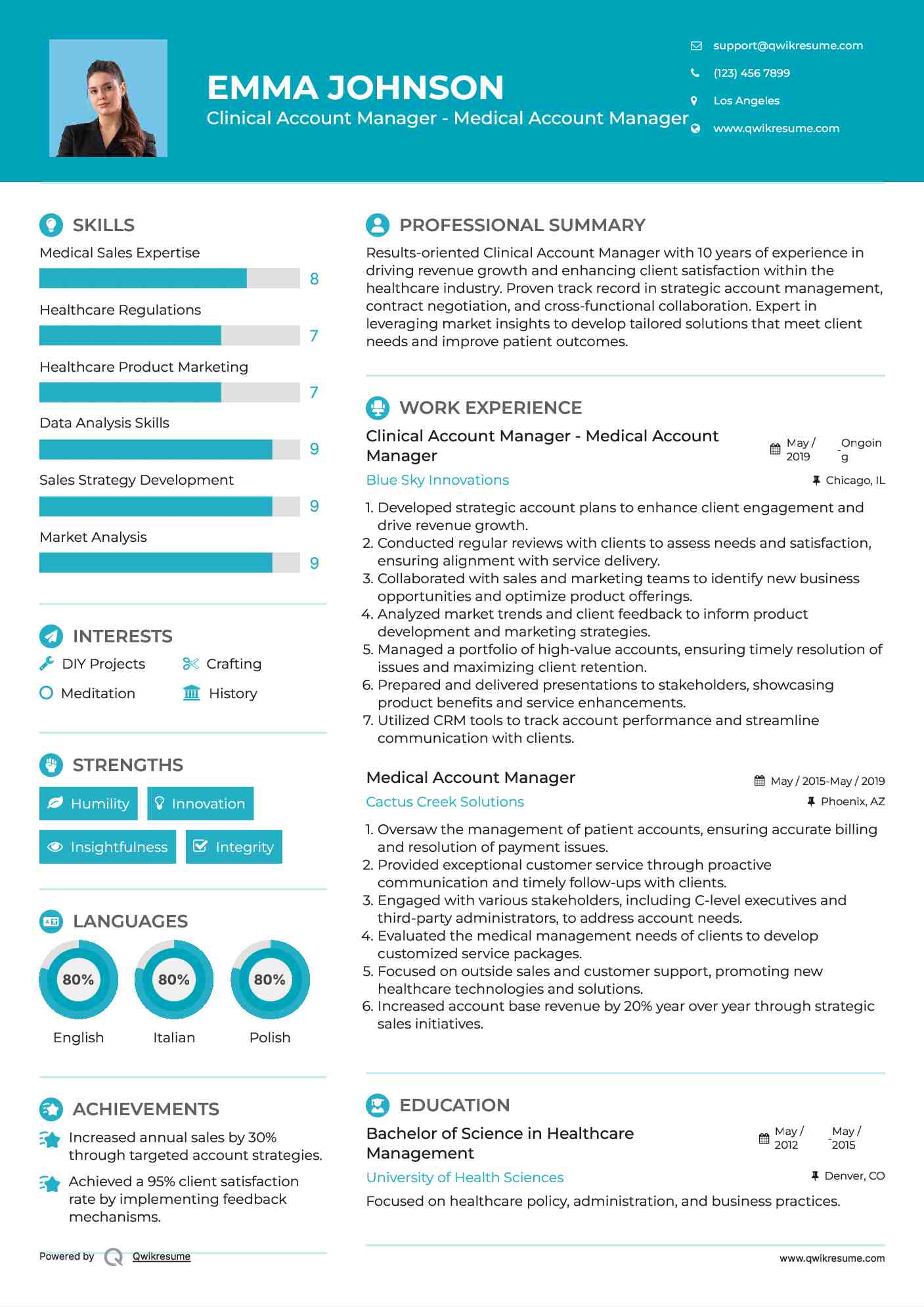 Clinical Account Manager - Medical Account Manager Resume Template
