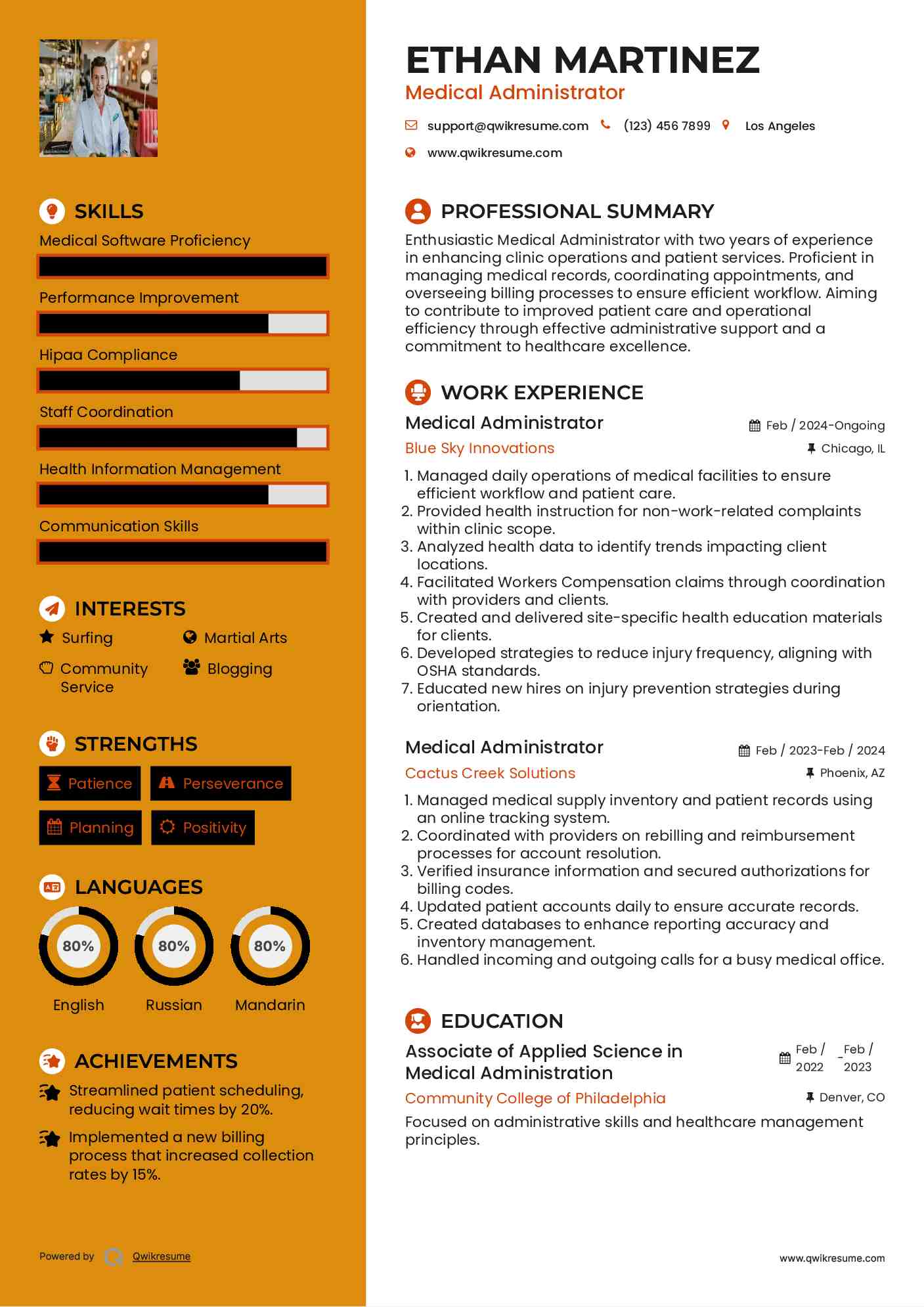 Medical Administrator Resume Format