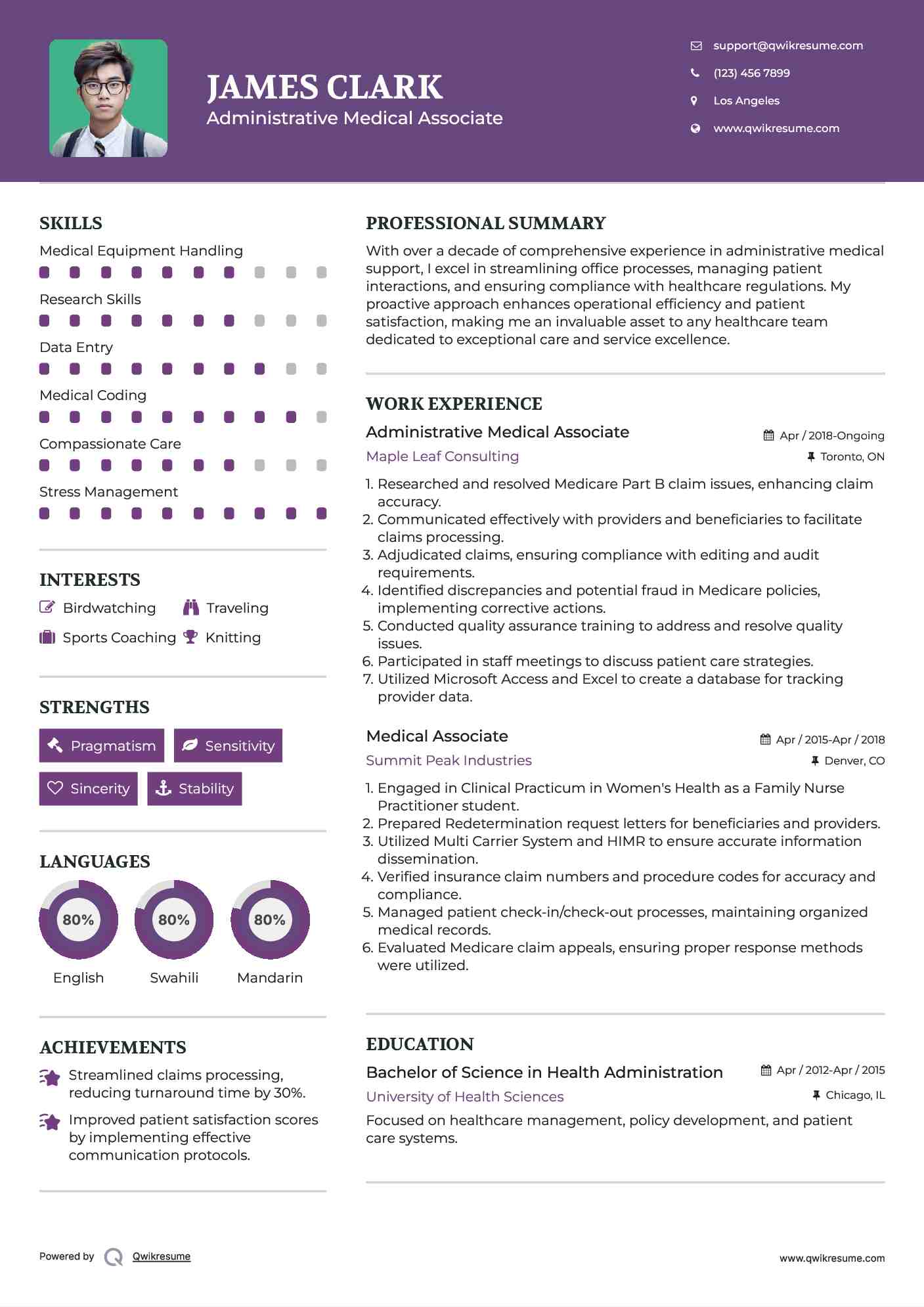 Administrative Medical Associate Resume Format