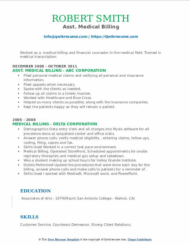 Medical Billing Resume Samples - Medical Billing 1587381261 Pdf 
