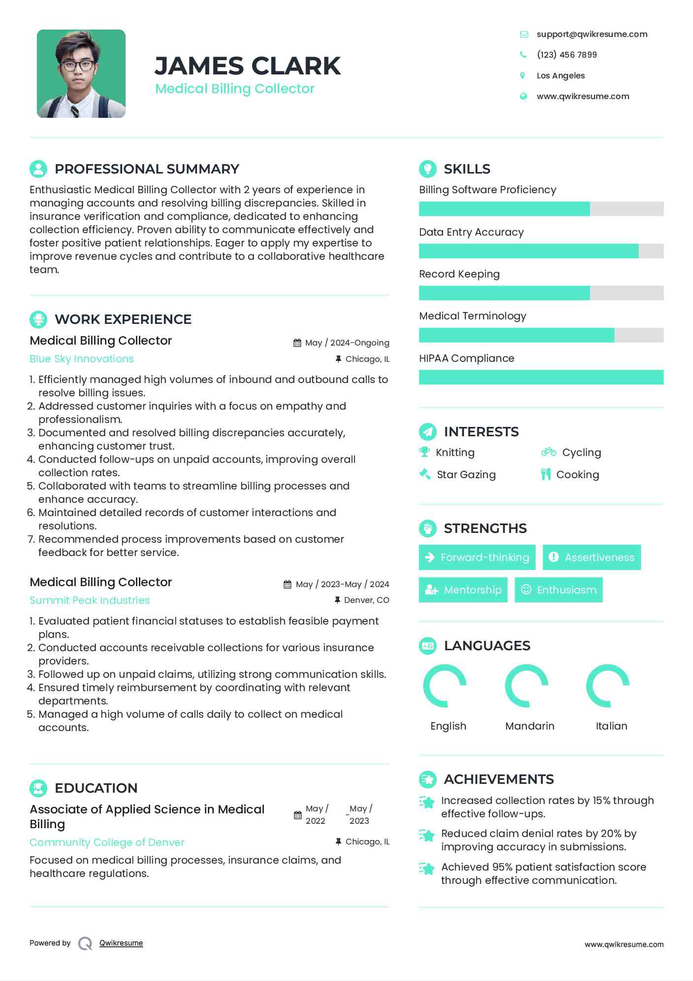 Medical Billing Collector Resume Format