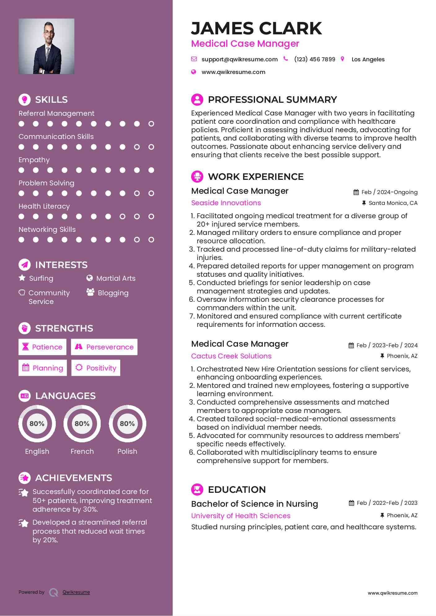 Medical Case Manager Resume Sample