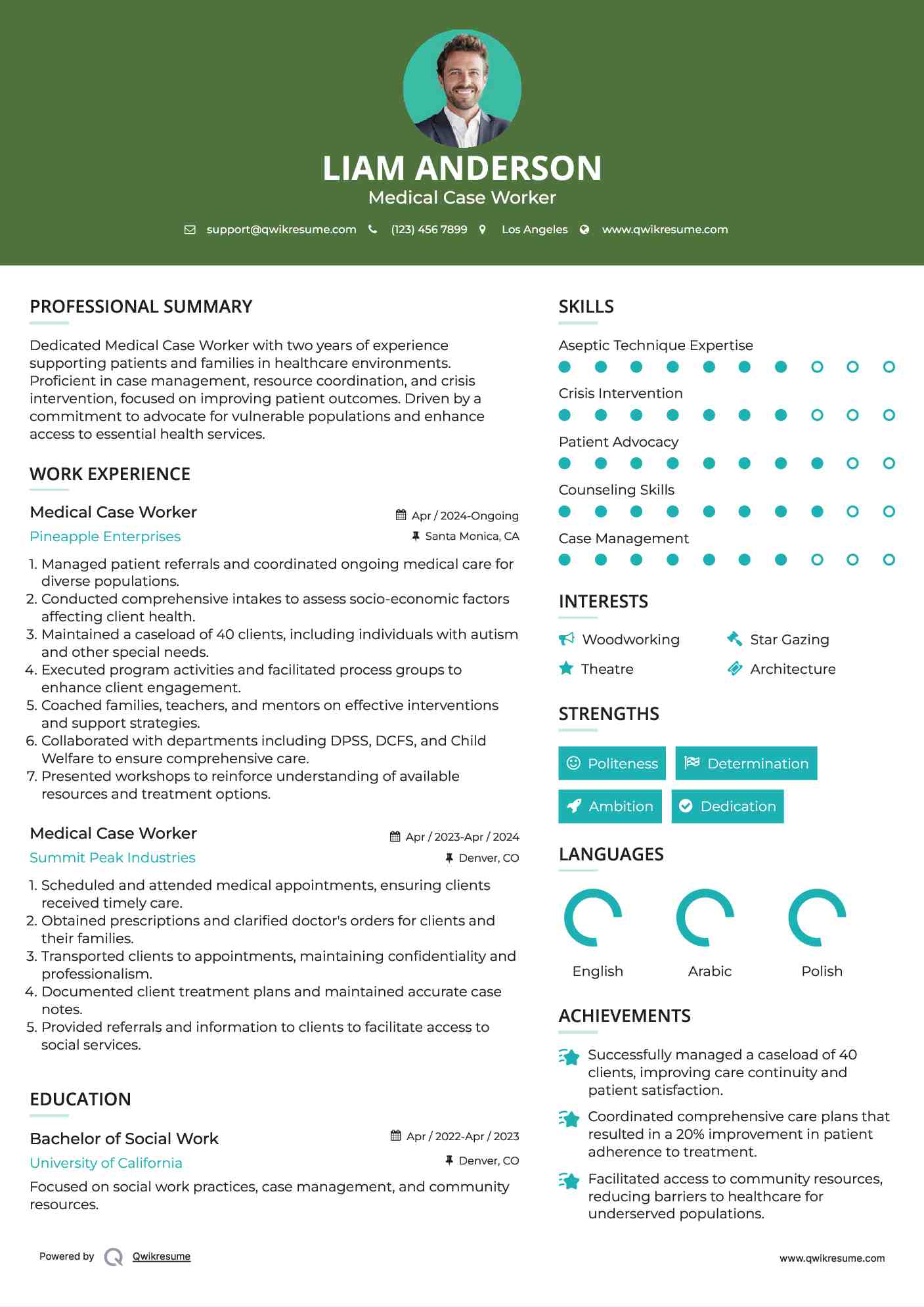 Medical Case Worker Resume Sample