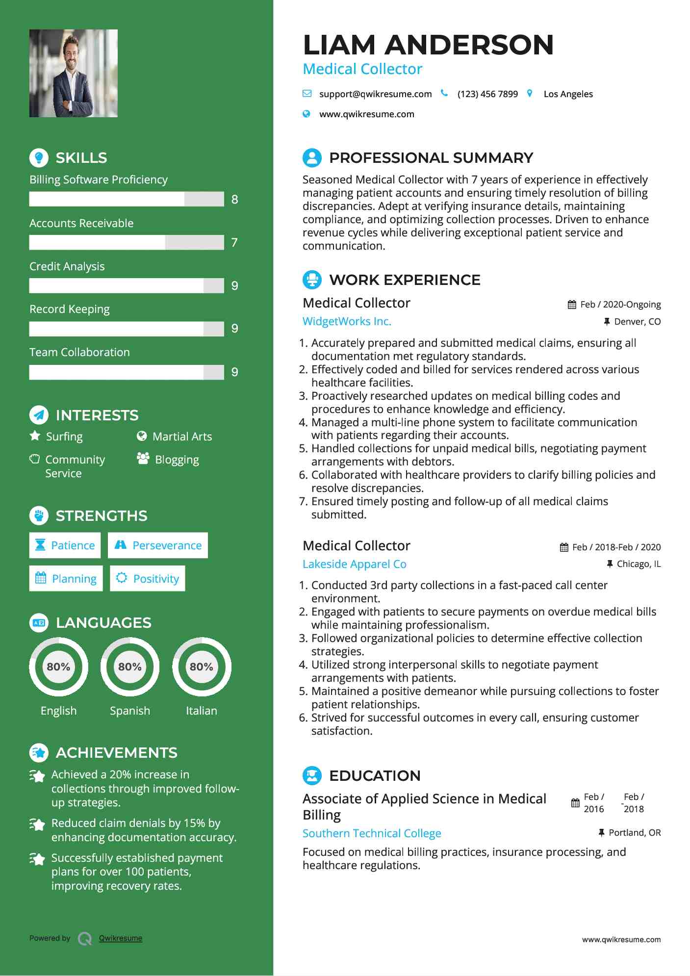 Medical Collector Resume Sample